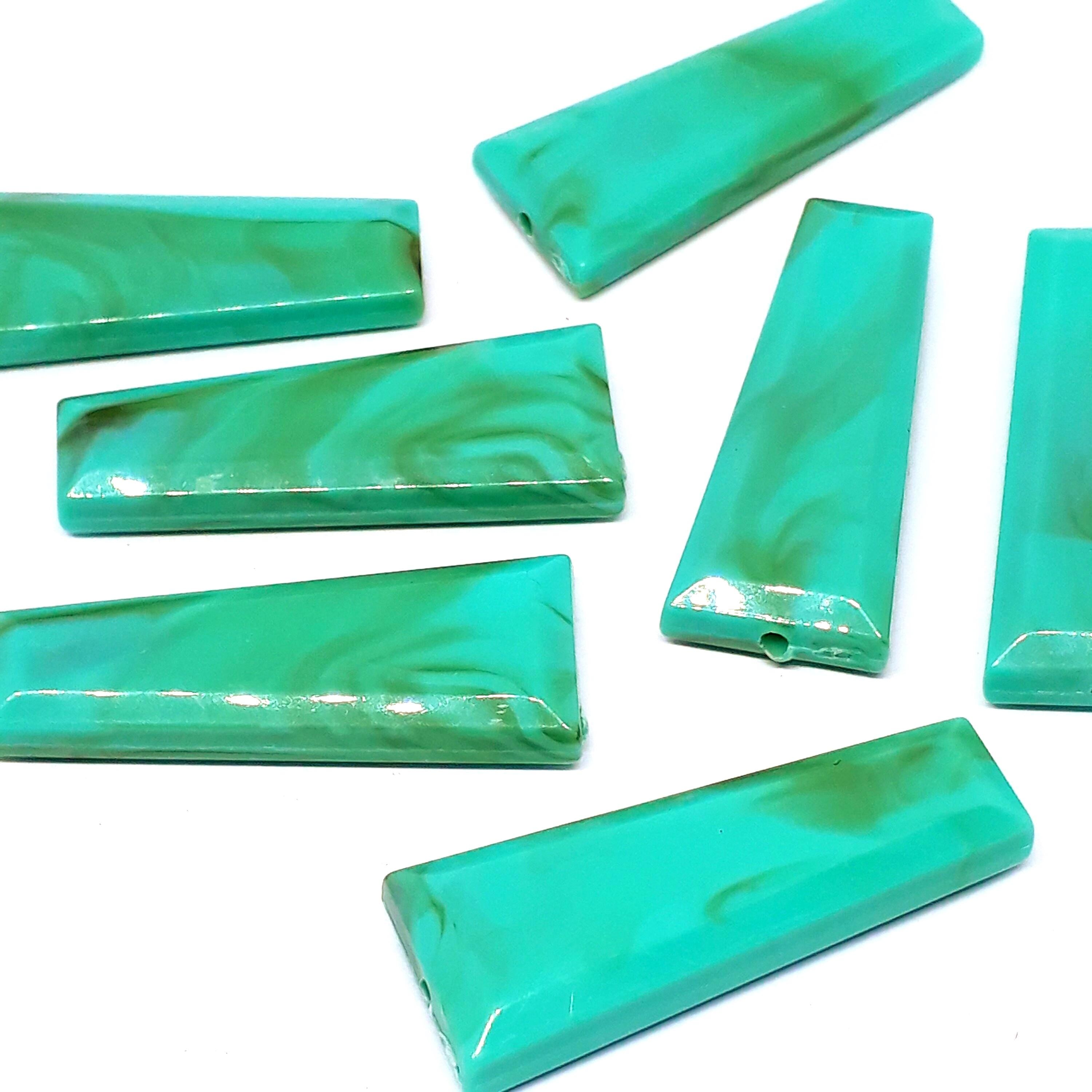 Green Turquoise Acrylic Trapezoid 40x15mm - 5pcs