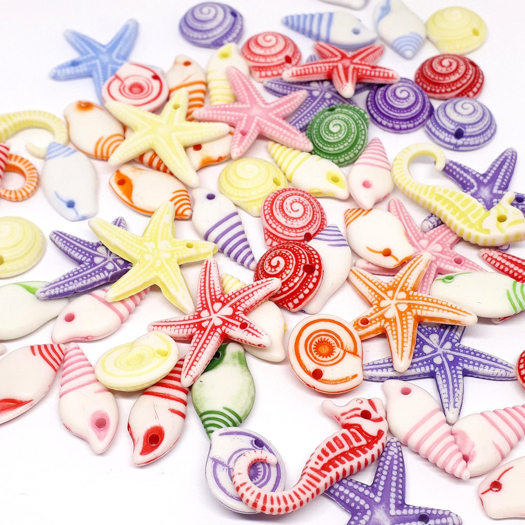 Acrylic Fish & Shell Mix - 50pcs