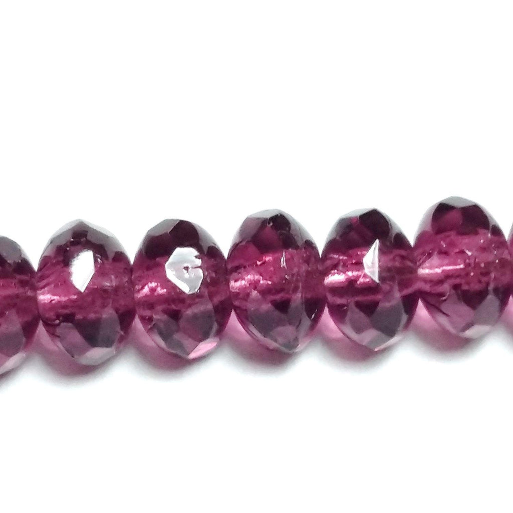Amethyst Purple Czech Glass Rondelle 5x3mm - 40pcs