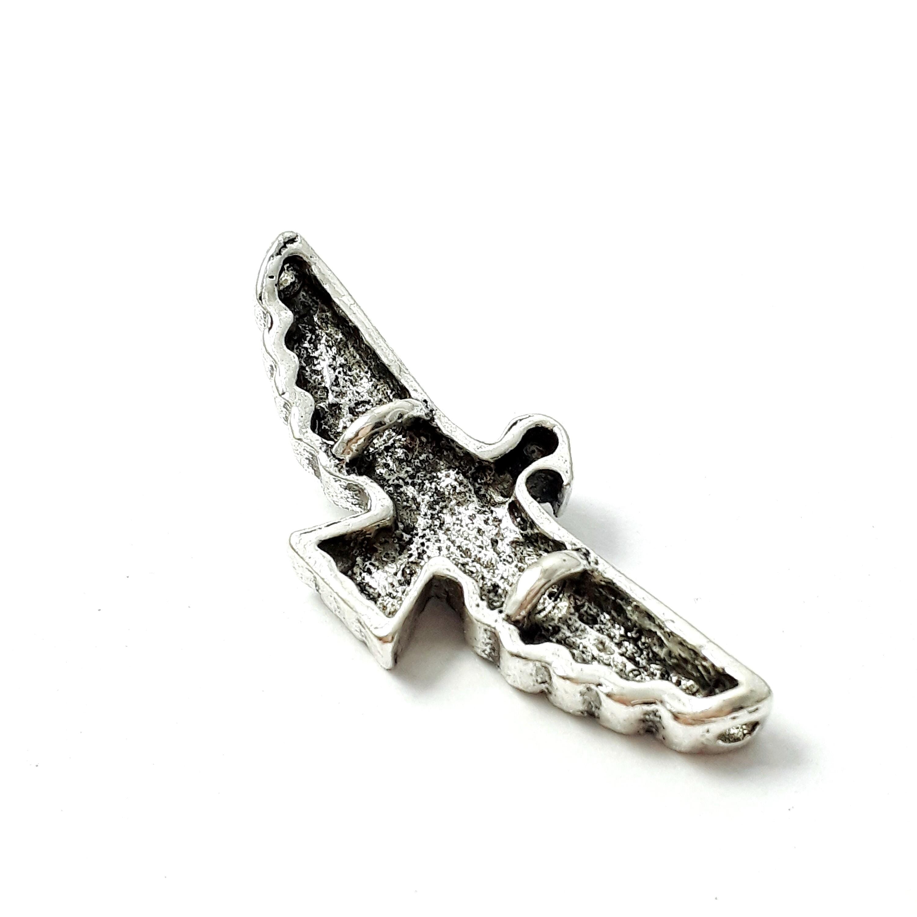 Eagle Bird Of Prey Antique Silver 37x15mm - 1pc
