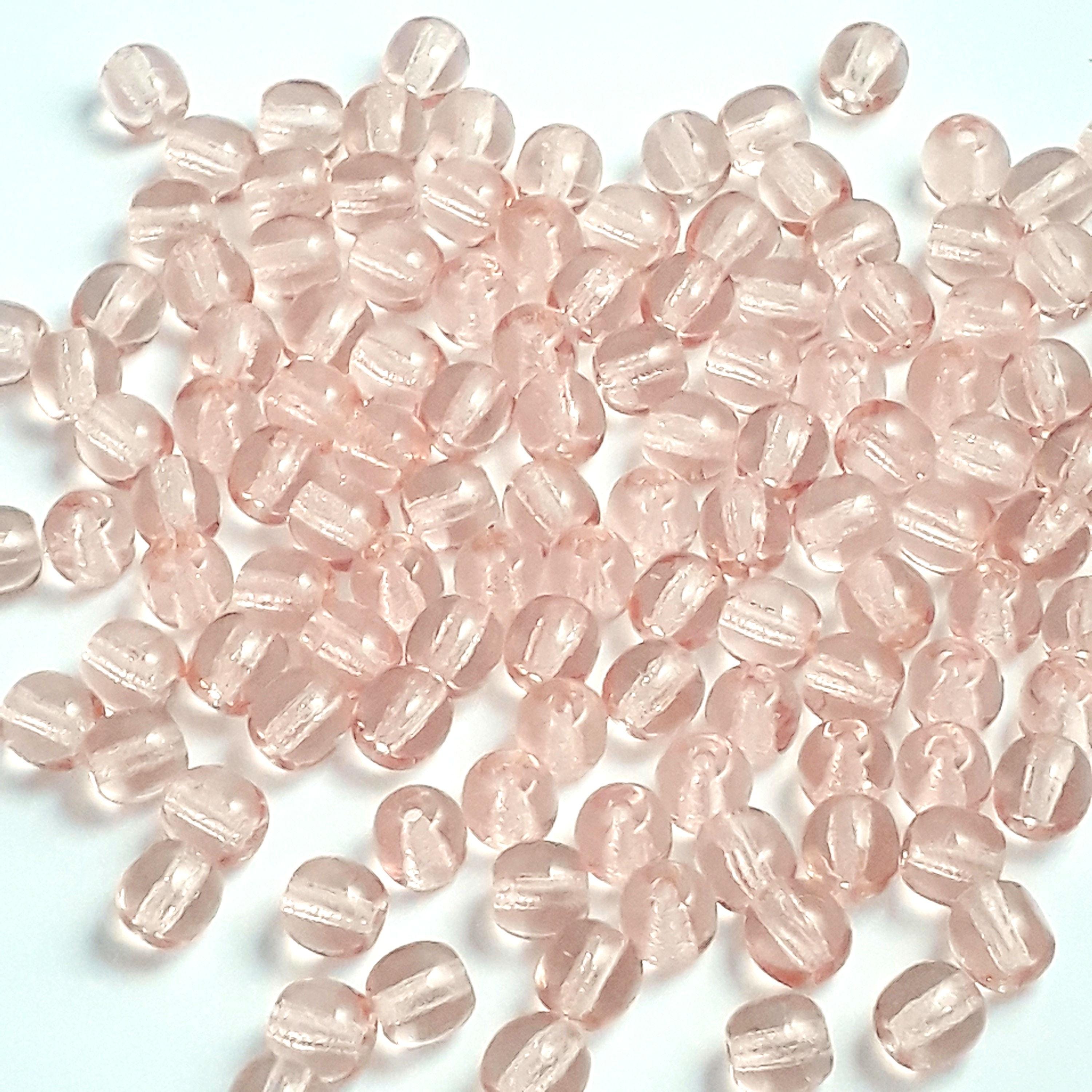 Transparent Pink Czech Glass Round 5mm - 40pcs