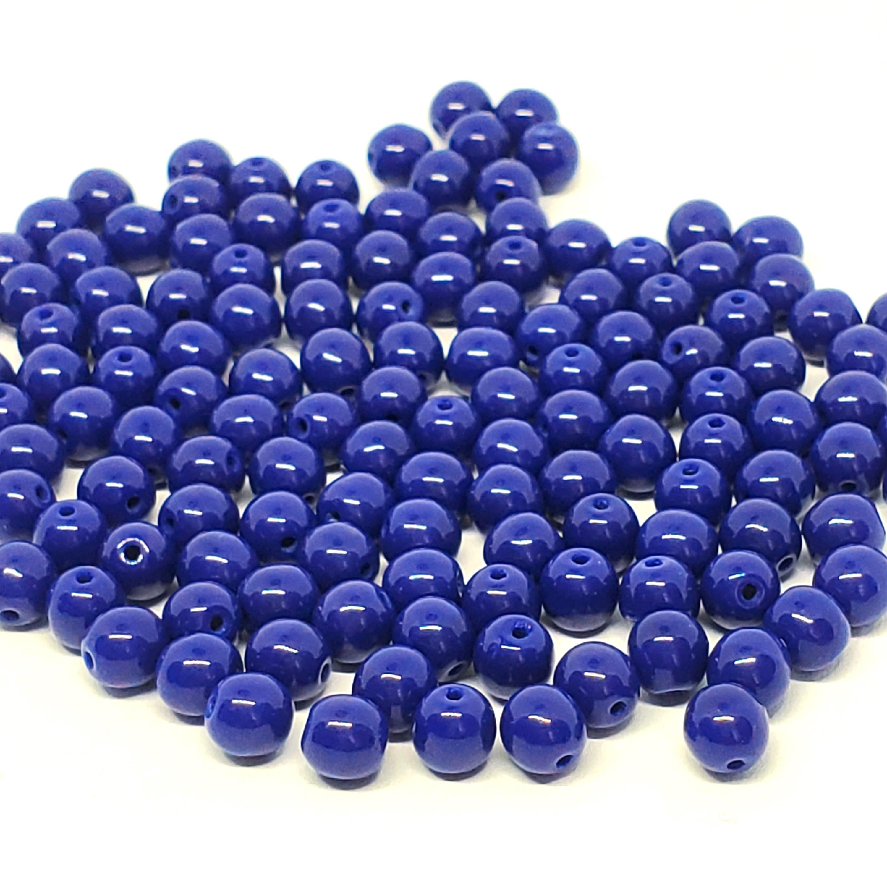 Opaque Blue Czech Glass Round Druk 5mm - 40pcs