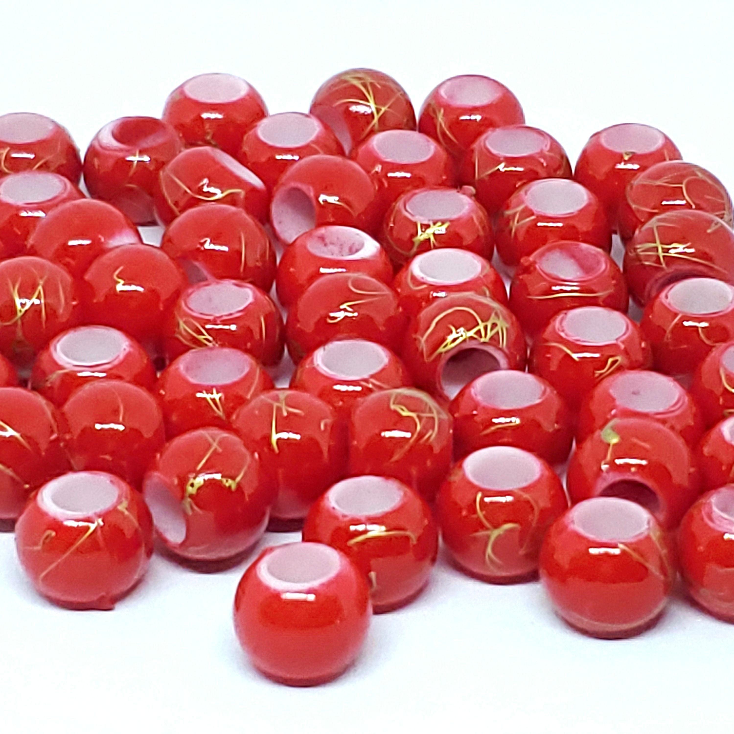 Red & Gold Drawbench Acrylic Pony 10mm - 50pcs