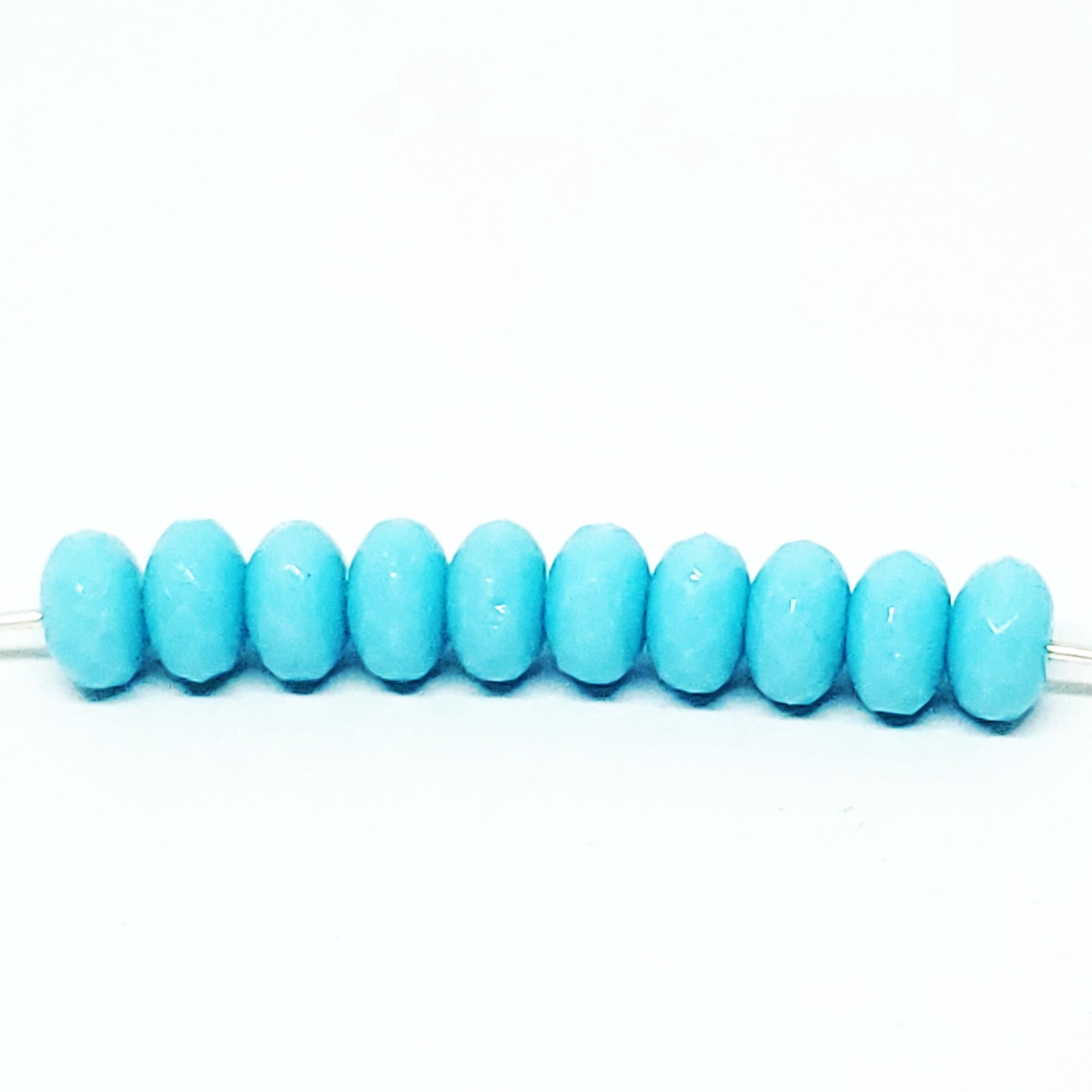 Light Blue Opaque Czech Glass Faceted Rondelle 4x7mm - 20pcs