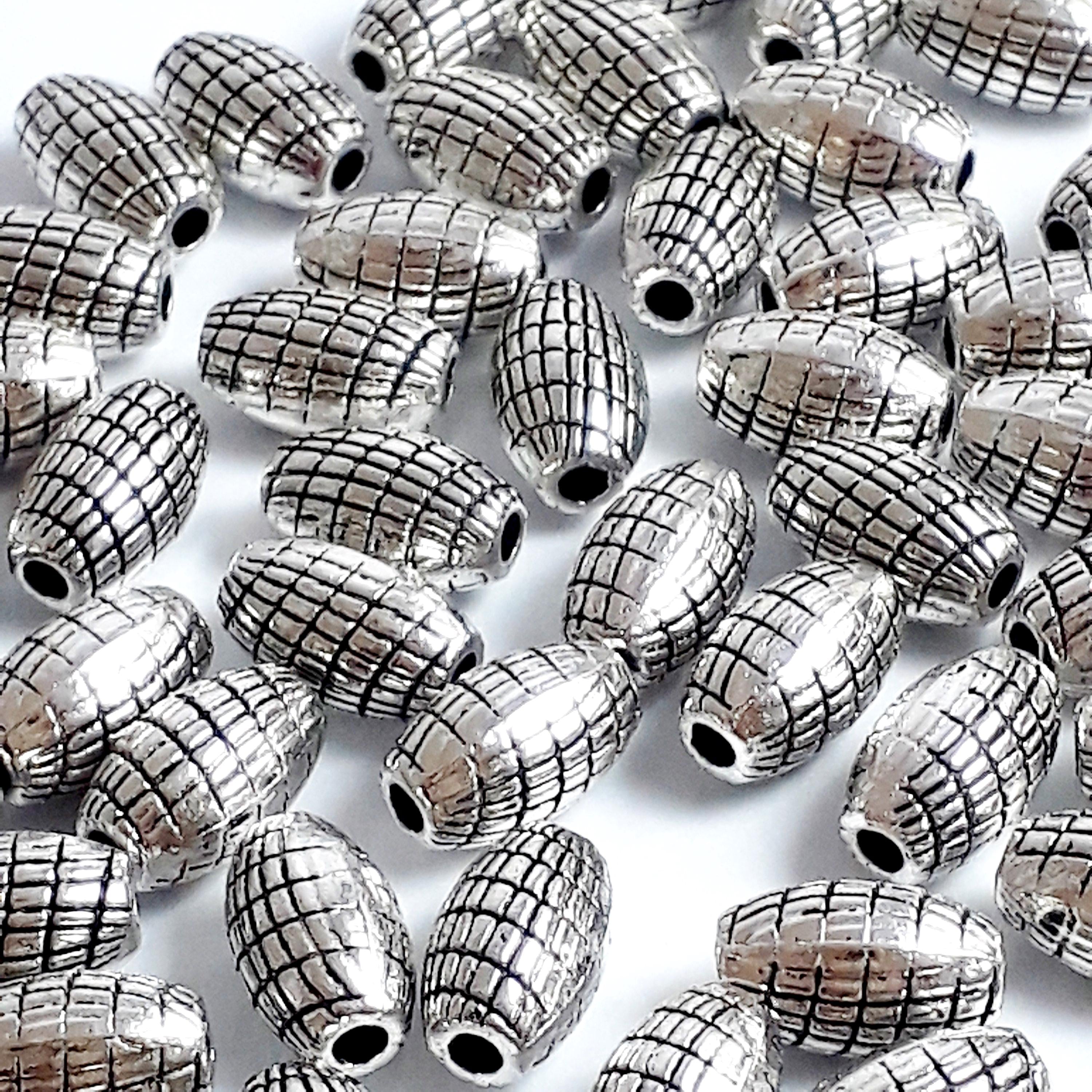 Oval Criss Cross Antique Silver 9x6mm - 10pcs
