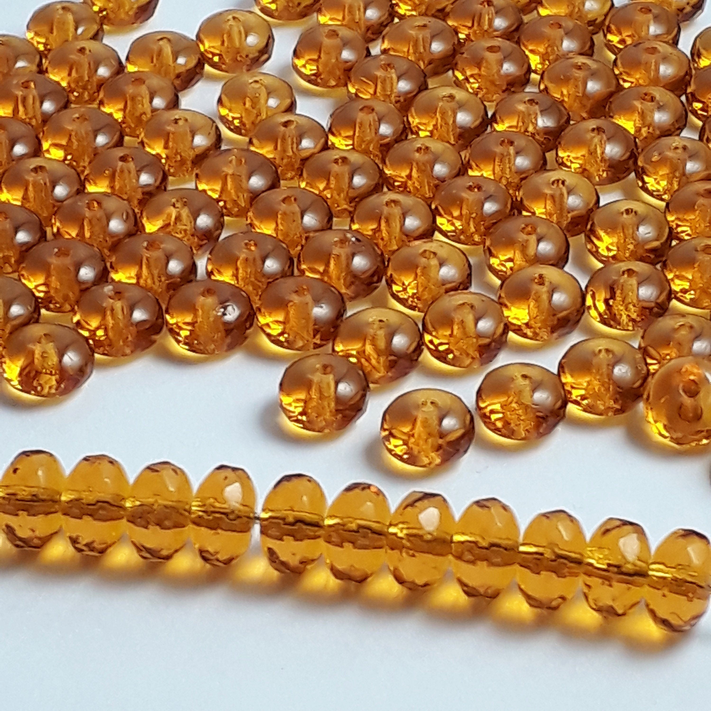 Orange Rondelle Faceted Czech Glass 7x4mm - 20pcs
