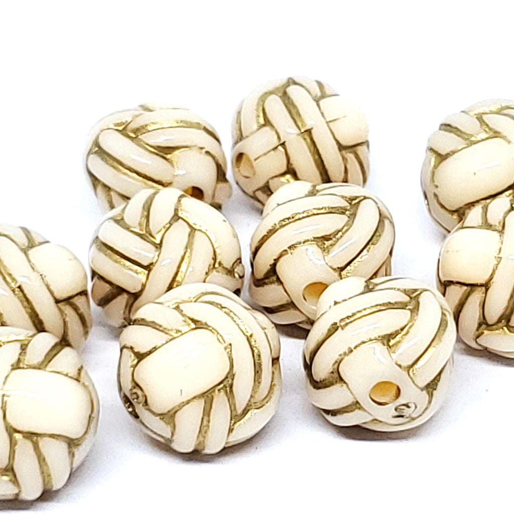 Beige & Gold Resin Knot Rope 11mm - 2pcs