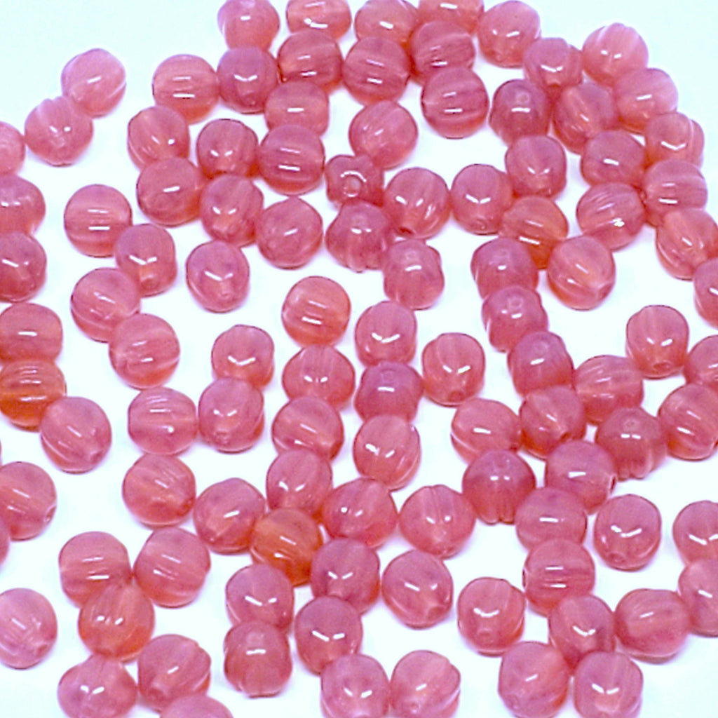 Dusty Rose Semi-Transparent Fluted Czech Glass 5mm - 30pcs