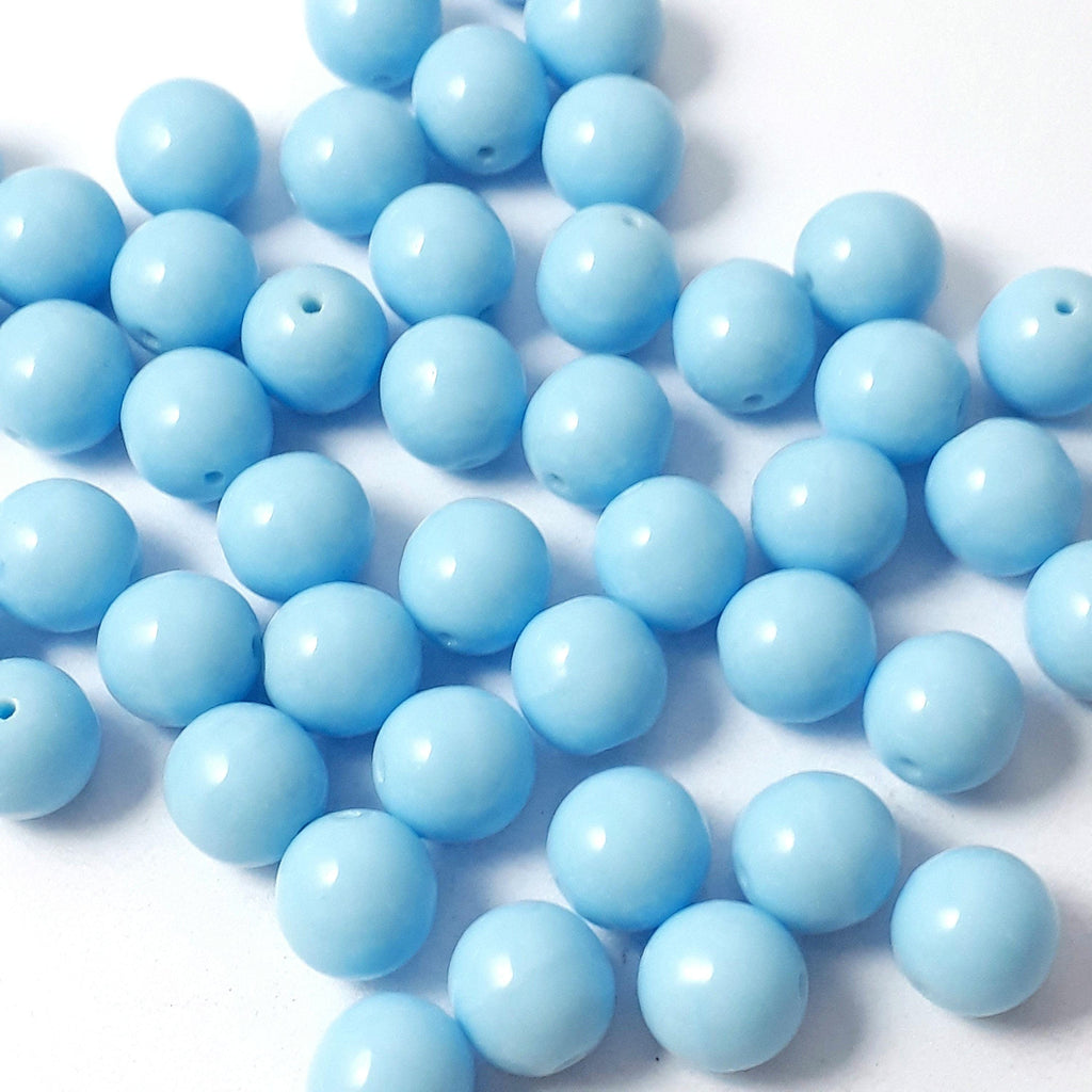 Light Blue Czech Glass Round 8mm - 10pcs