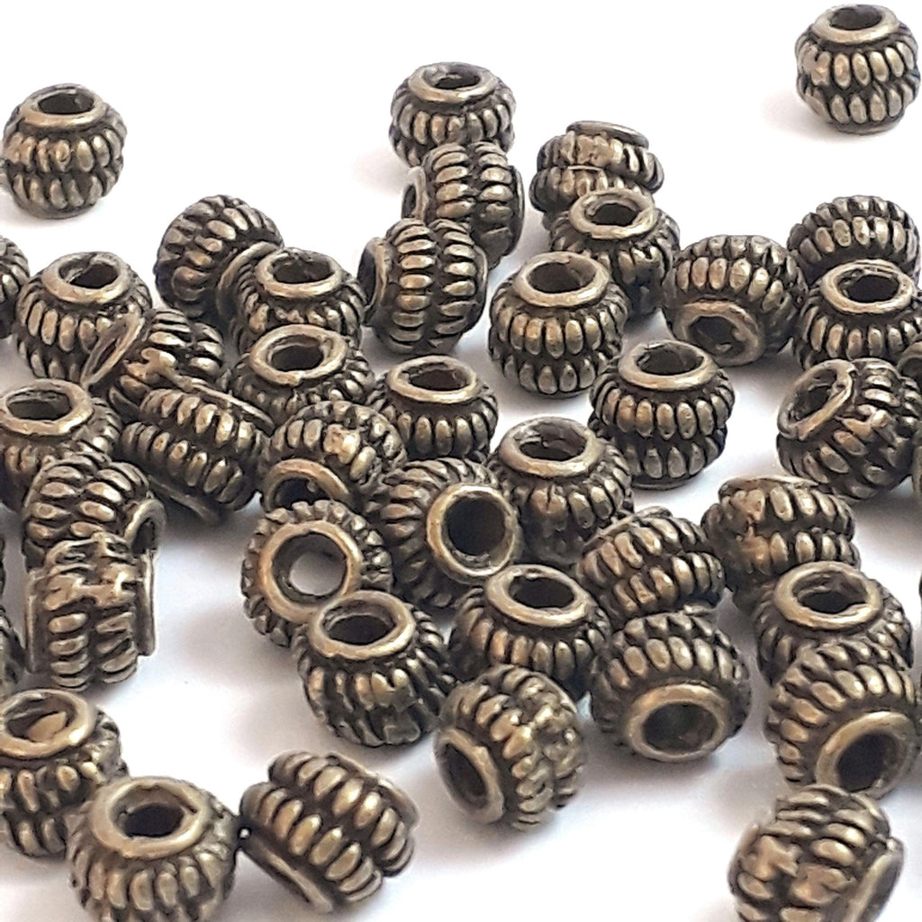 Striped Rondelle Lantern ntique Bronze 6x5mm - 10pcs