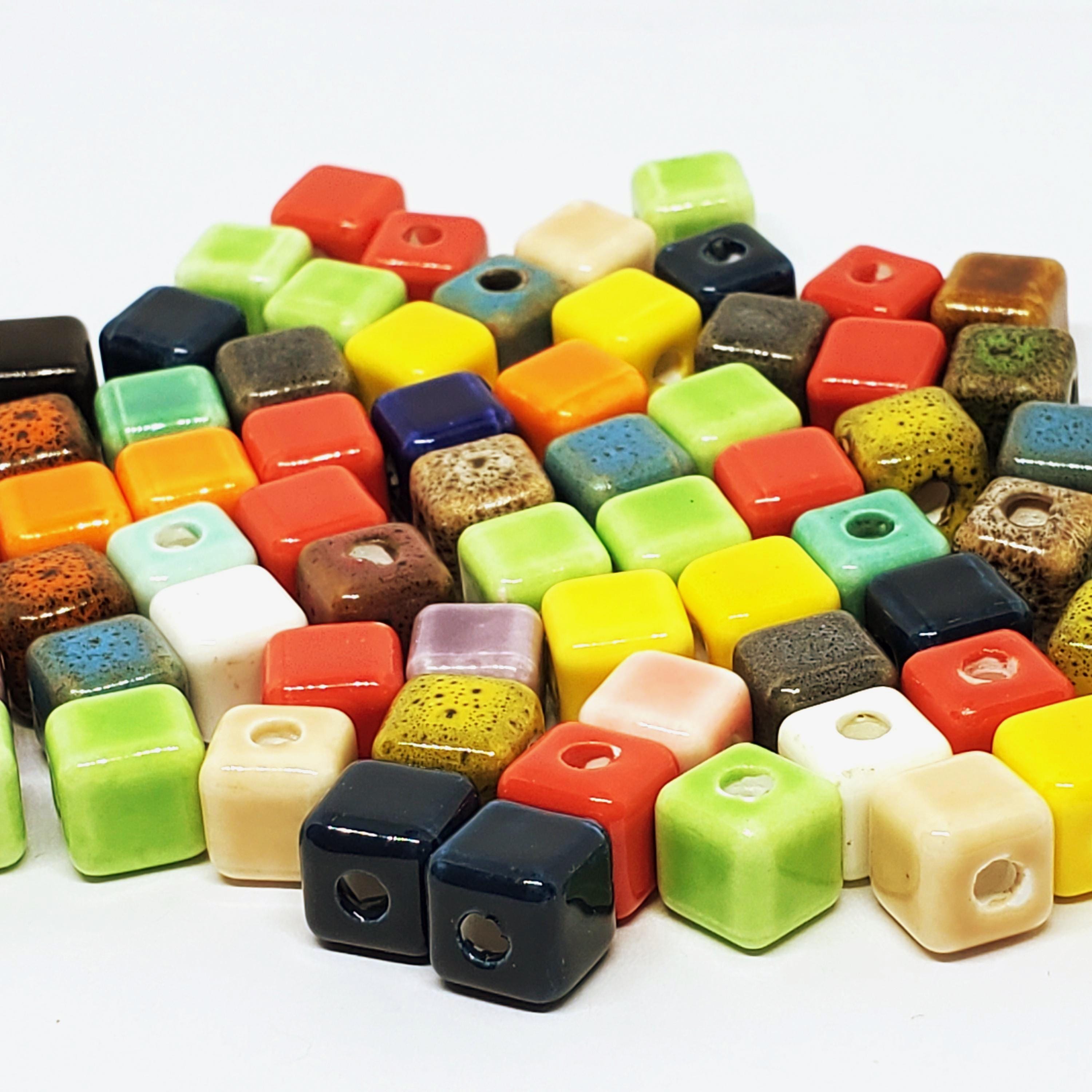 Ceramic Cube Mixed Colour 8mm - 10pcs