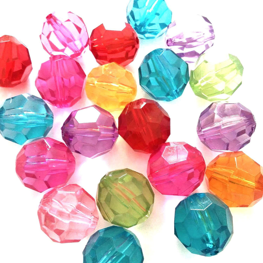 Large Acrylic Round Faceted 20mm - 5pcs