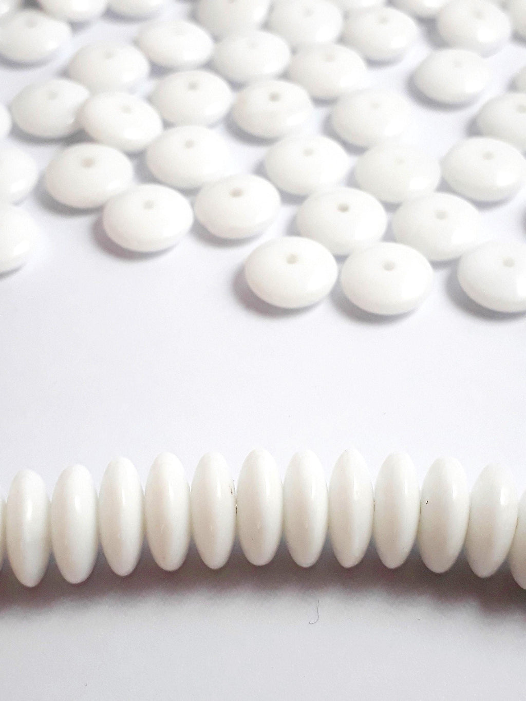 Opaque White Czech Glass Disc 10mm - 20pcs