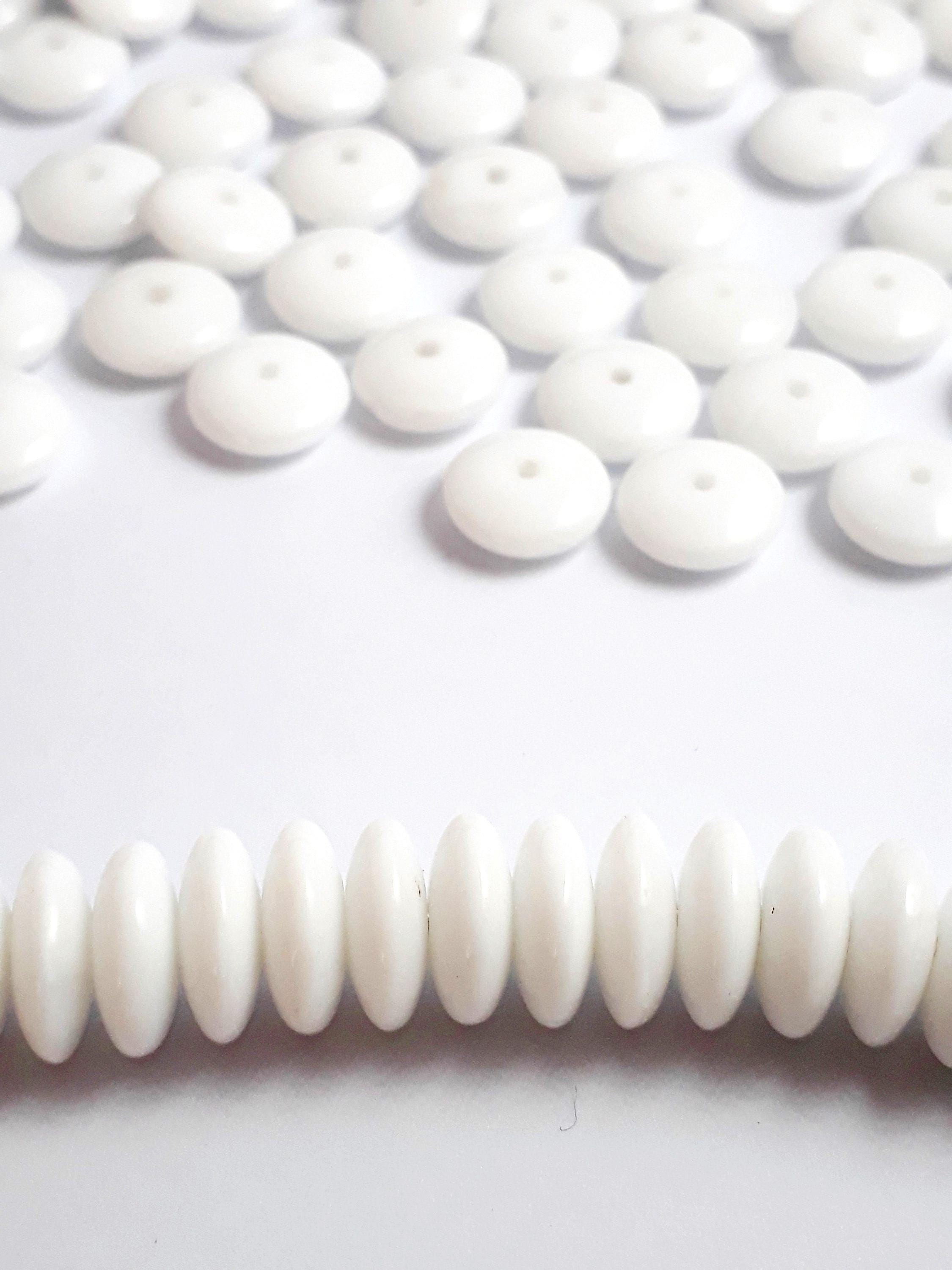 Opaque White Czech Glass Disc 10mm - 20pcs