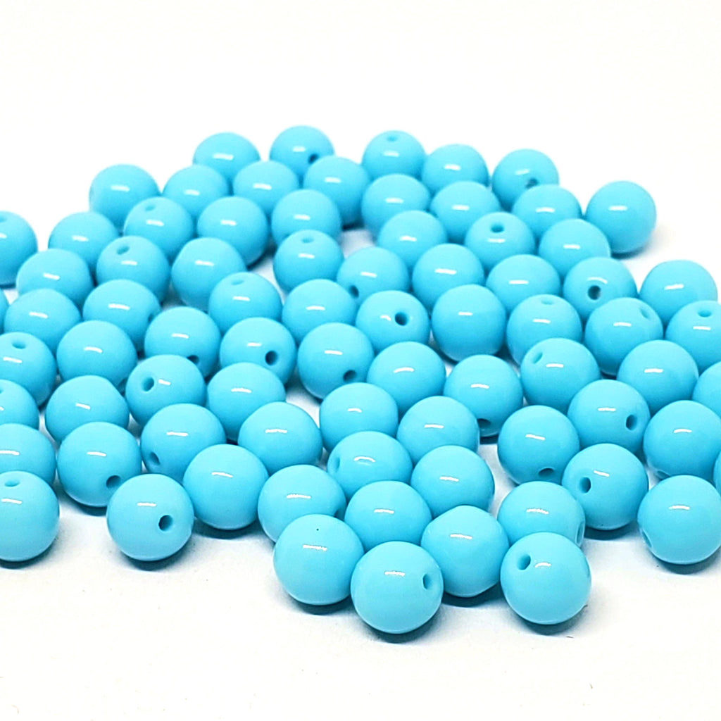 Light Blue Czech Pressed Glass Round Druk 6mm - 30pcs