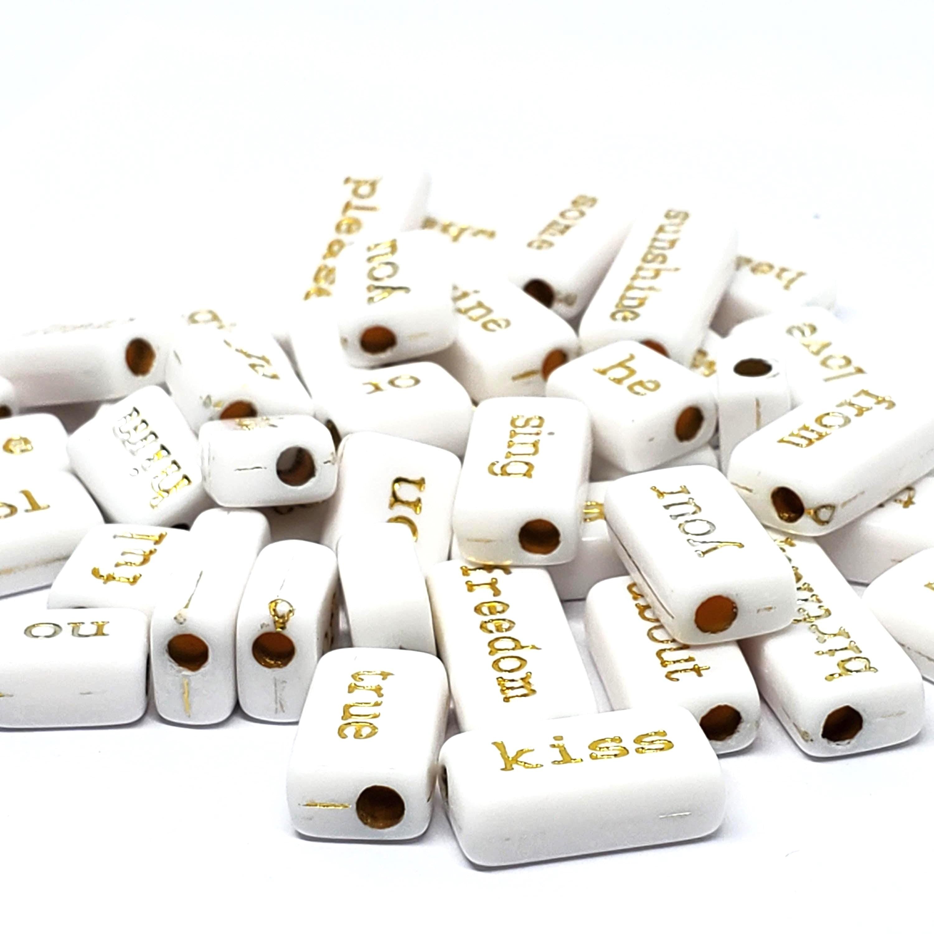 Word White & Gold-Lined Acrylic Rectangle - 20pcs