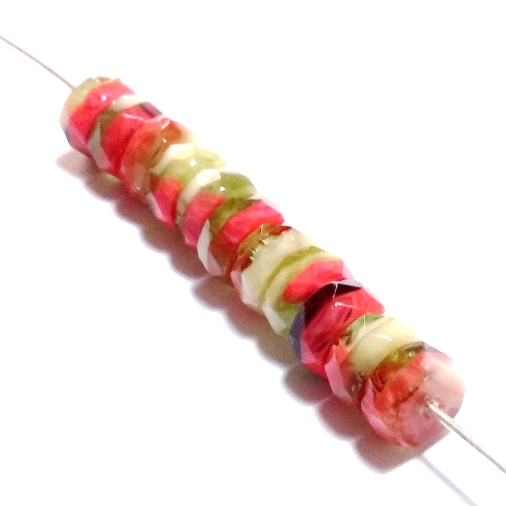 Multicoloured Czech Glass Faceted Belly Rondelle 6x3mm - 20pcs