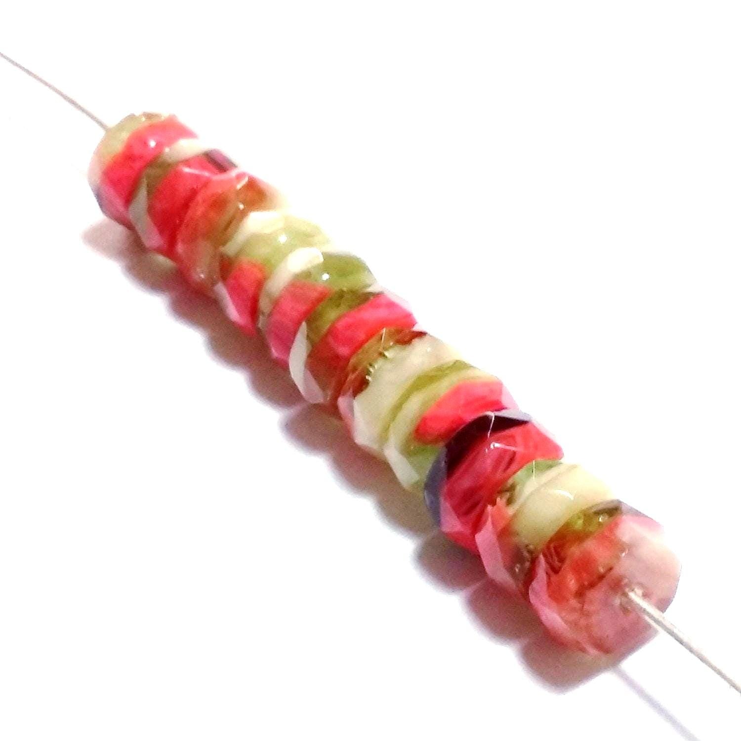 Multicoloured Czech Glass Faceted Belly Rondelle 6x3mm - 20pcs