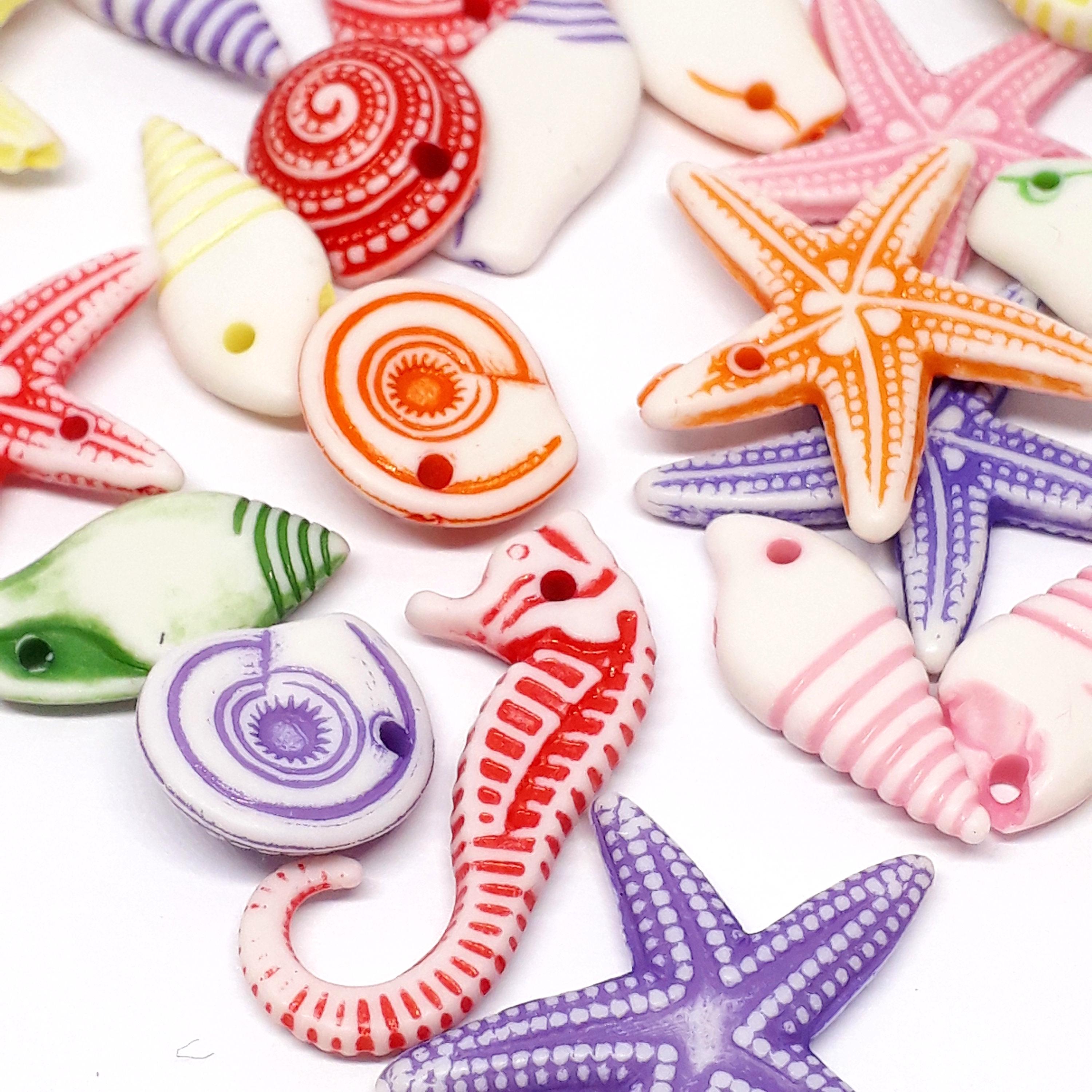 Acrylic Fish & Shell Mix - 50pcs