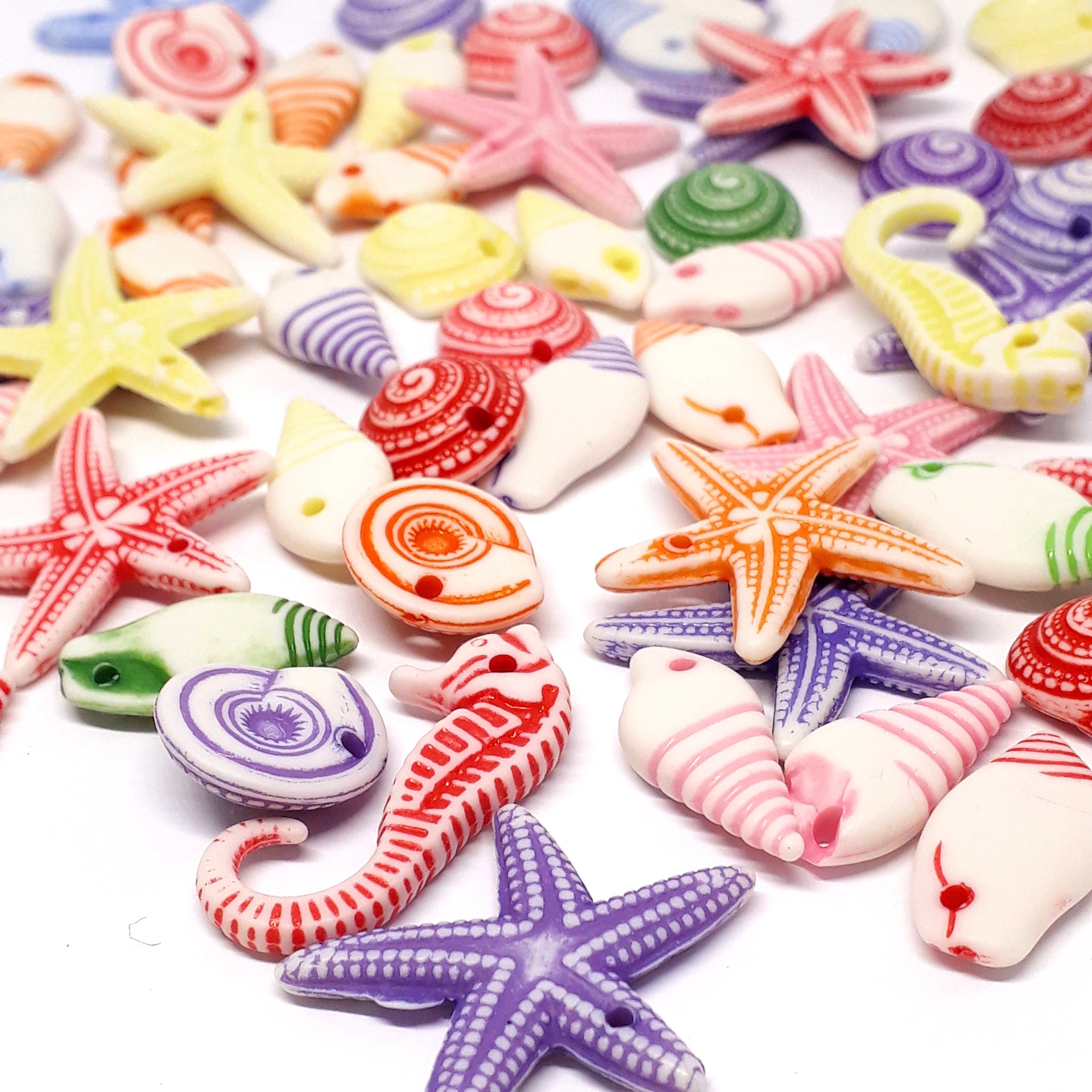 Acrylic Fish & Shell Mix - 50pcs