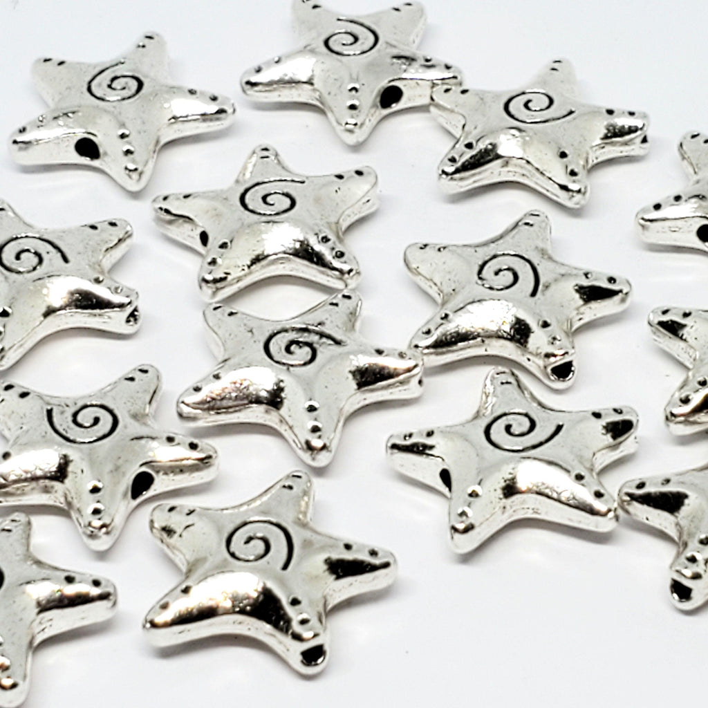 Starfish Antique Silver 16x15mm - 5pcs