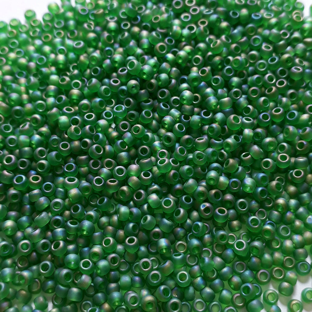 Transparent-Rainbow Frosted Grass Green TOHO Seed Glass - 11/0 - 10g