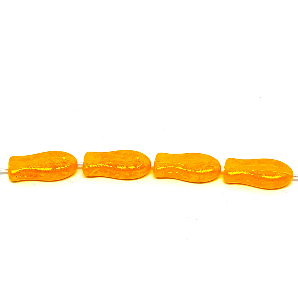 Sunshine Yellow & Gold Lustre Czech Glass Fish 14x7mm - 10pcs
