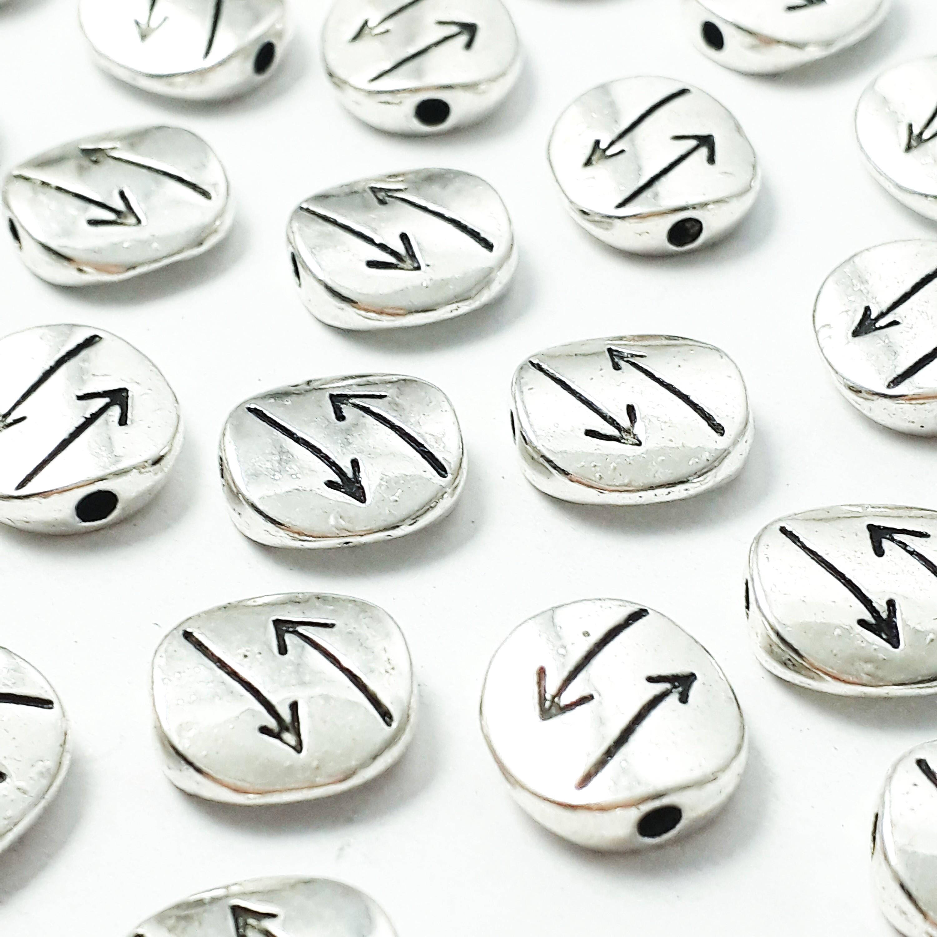 Two Arrow Rounded Rectangle Antique Silver 10x9mm - 10pcs