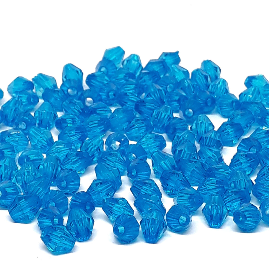 Dark Aqua Blue Acrylic Faceted Bicone 6x5mm 30g