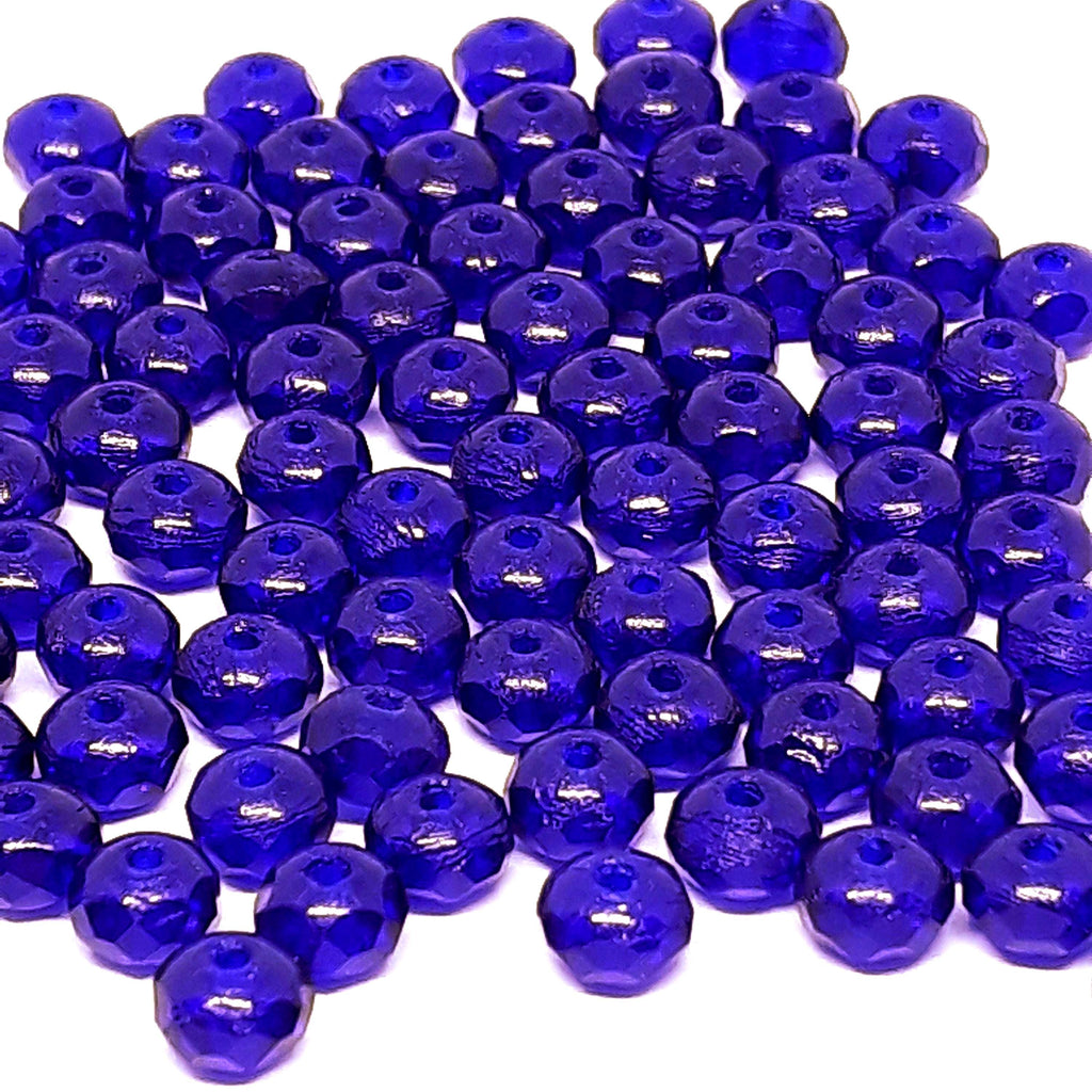 Blue Fire Polished Czech Glass Faceted Rondelle 5x3mm - 40pcs