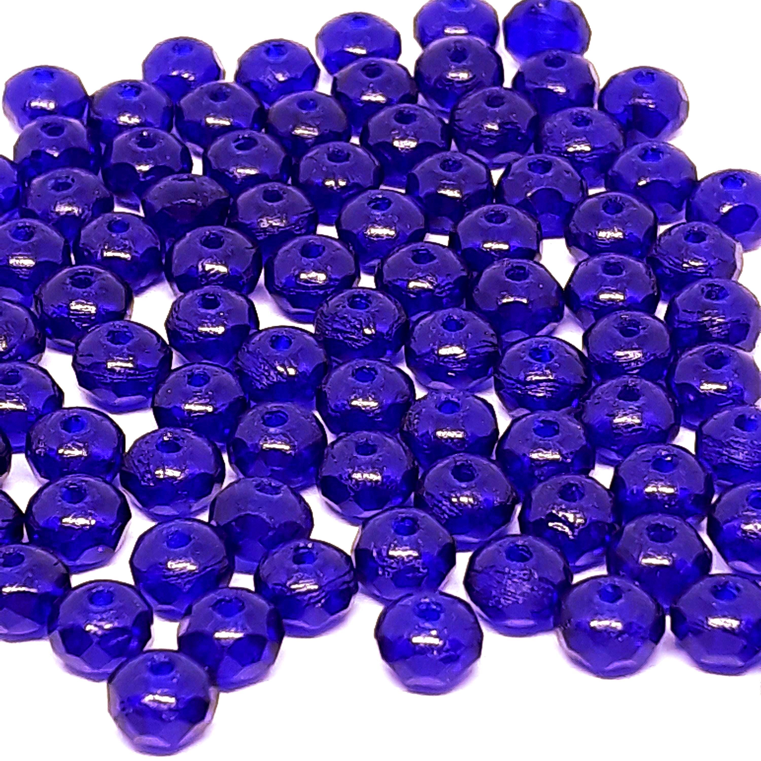 Blue Fire Polished Czech Glass Faceted Rondelle 5x3mm - 40pcs