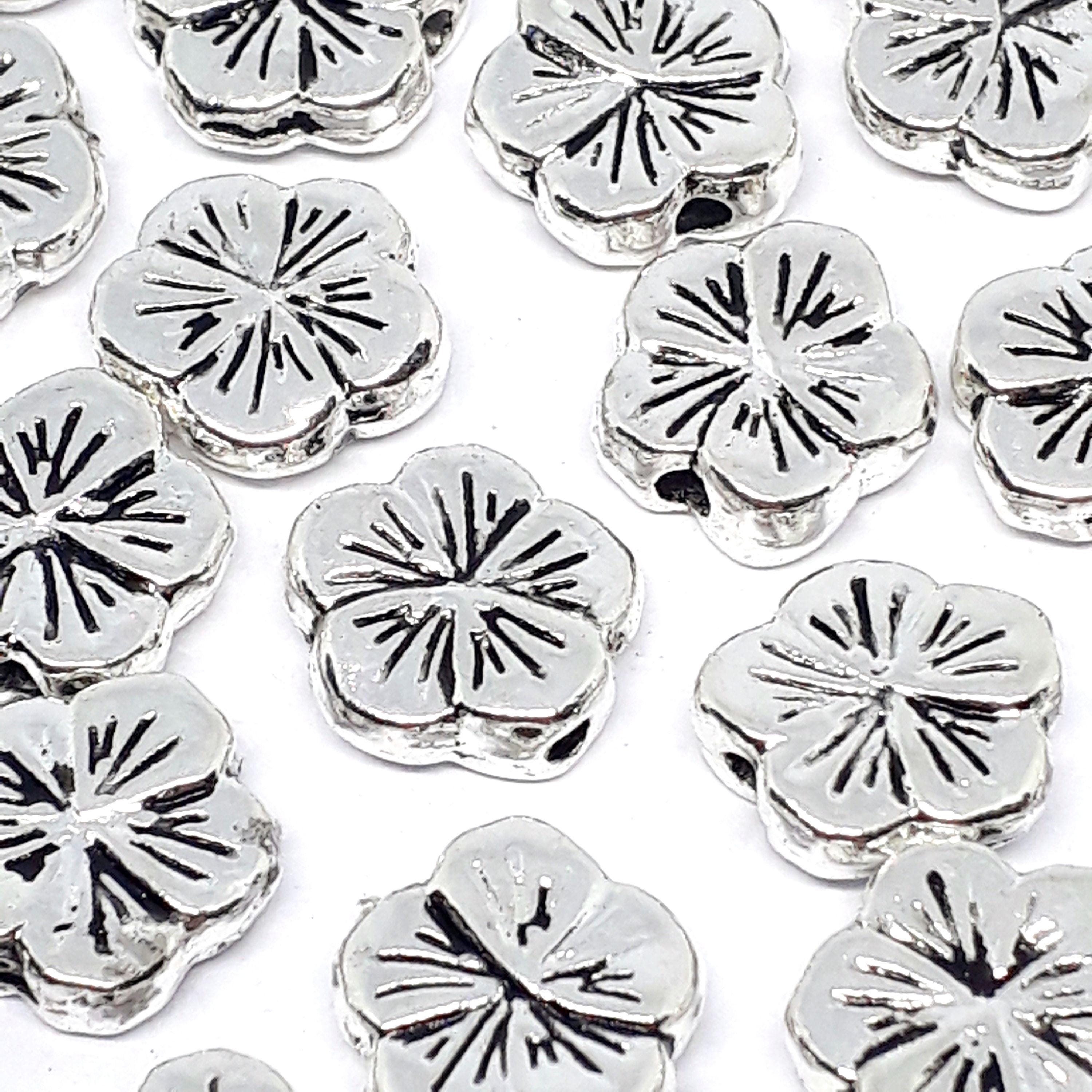 Flower Antique Silver 10mm - 10pcs