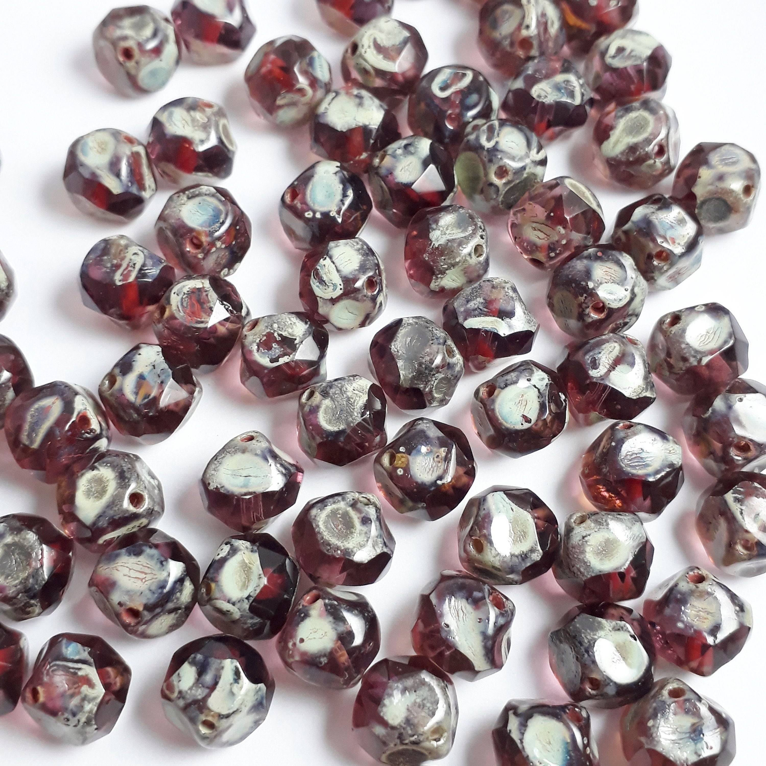 Amethyst Czech Glass Pinched Rondelle 9x8mm - 6pcs