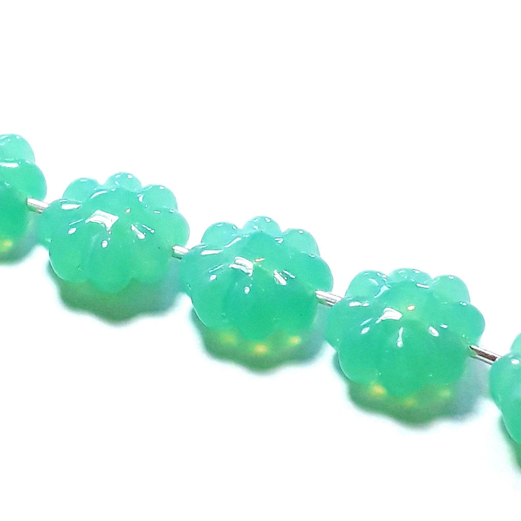 Turquoise Hawaiian Flower Czech Glass 9mm - 10pcs