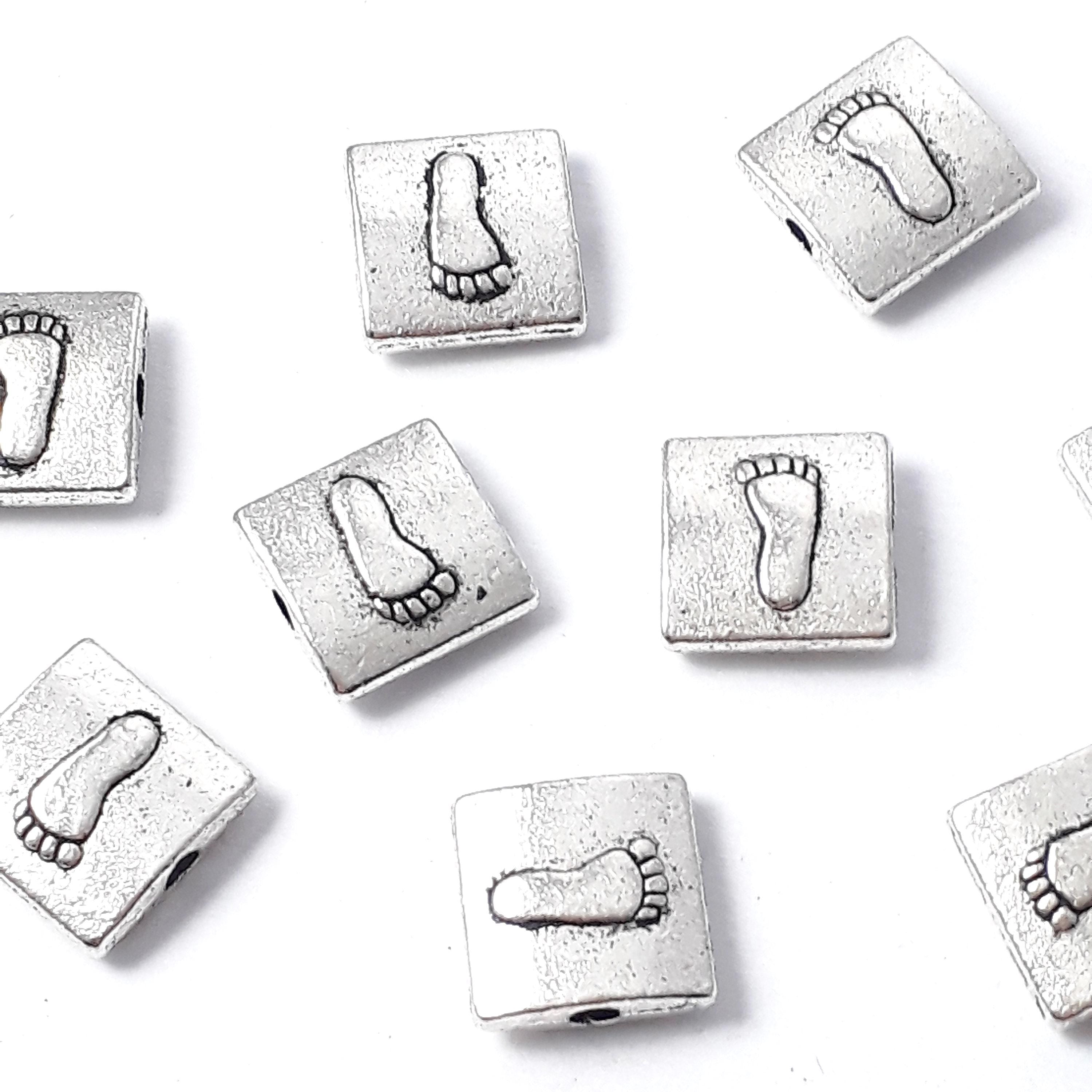 Square Footprint Antique Silver 11x11mm - 10pcs