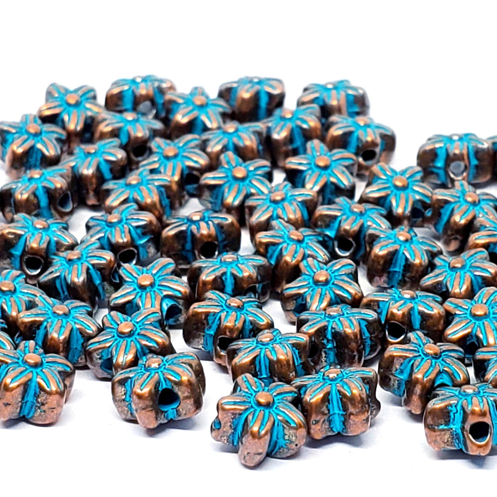 Antique Copper Patina Metal Flower 7mm - 20pcs