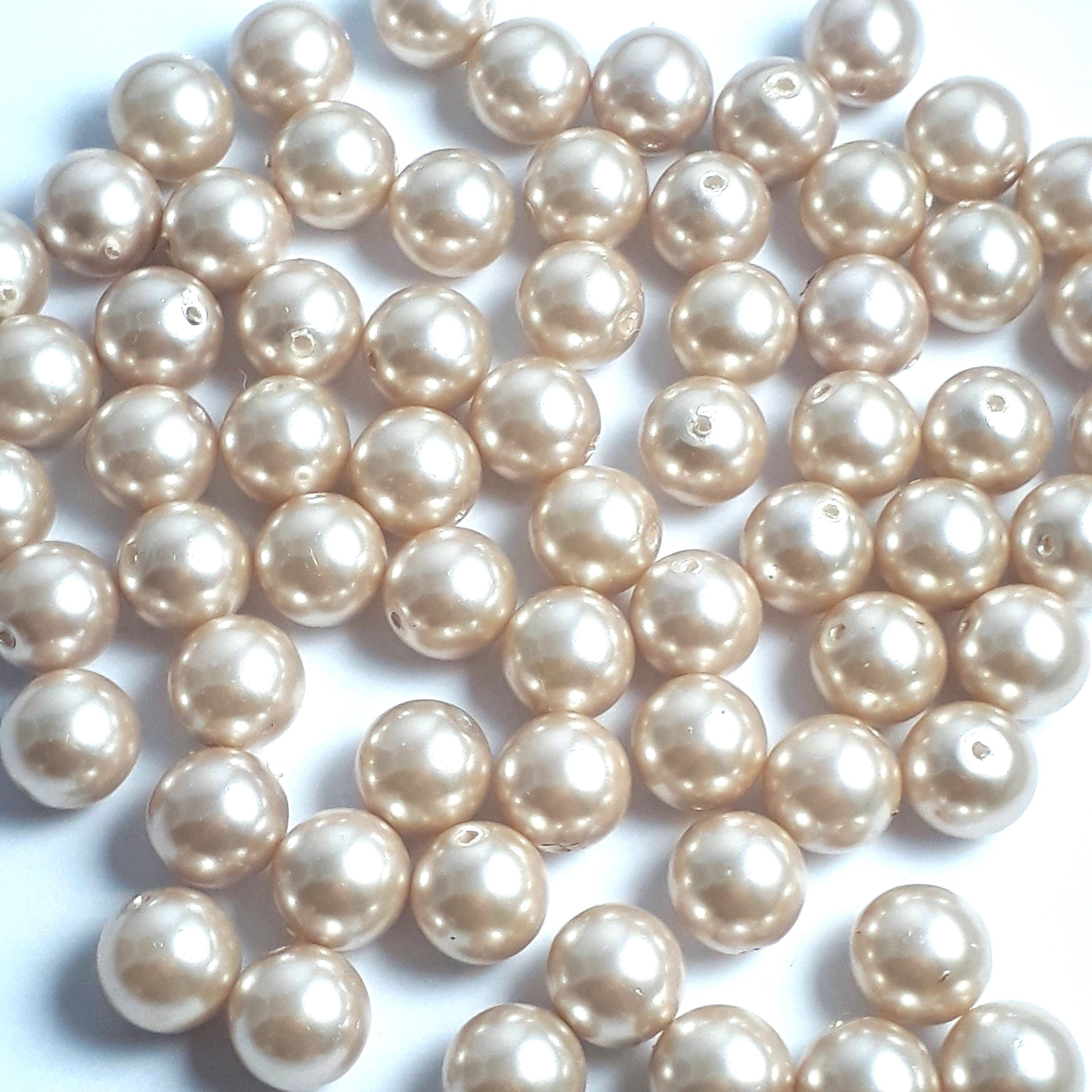 Pearlized Light Brown Czech Glass Round 8mm - 20pcs