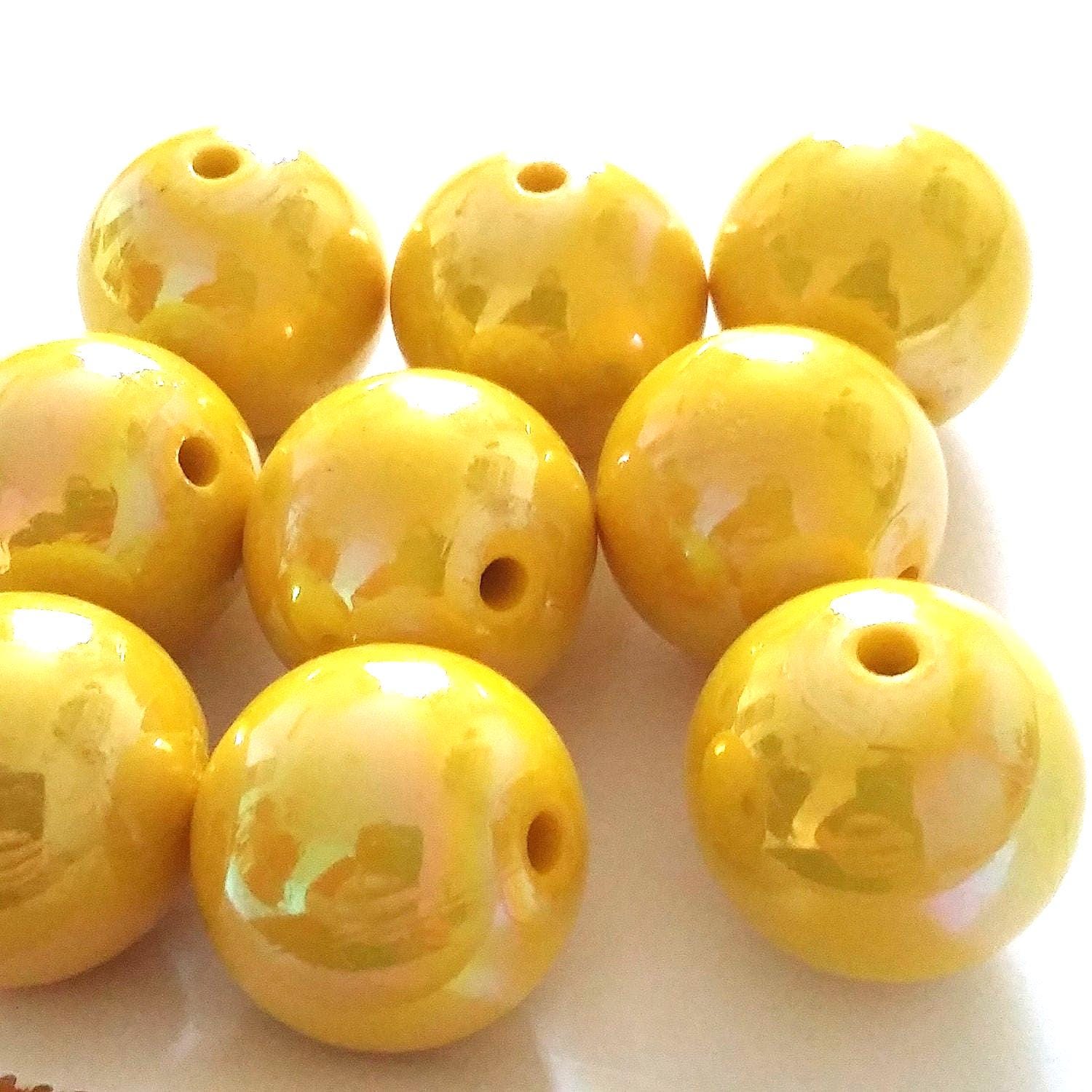 Yellow AB Acrylic Round 20mm - 6pcs