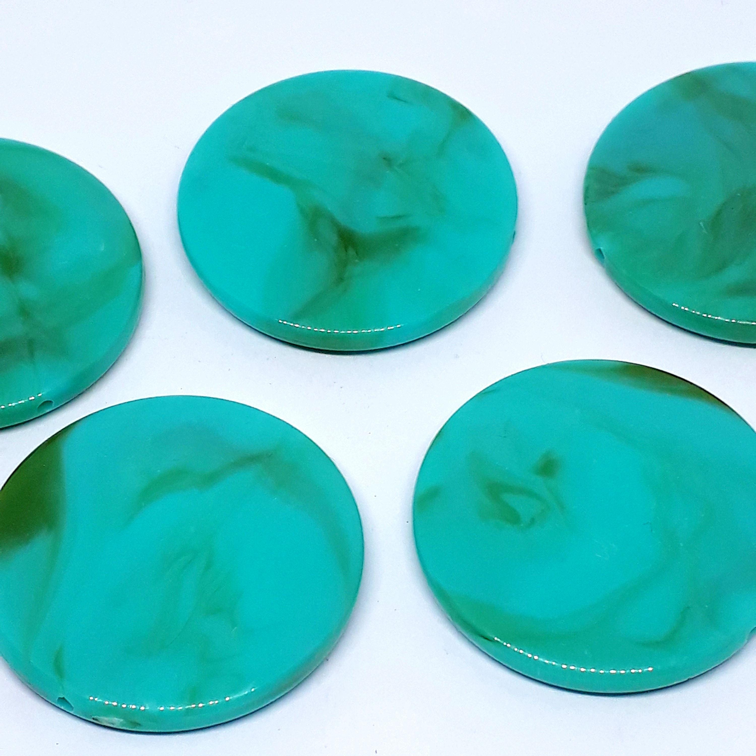 Green Turquoise Acrylic Large Coin 32mm - 5pcs