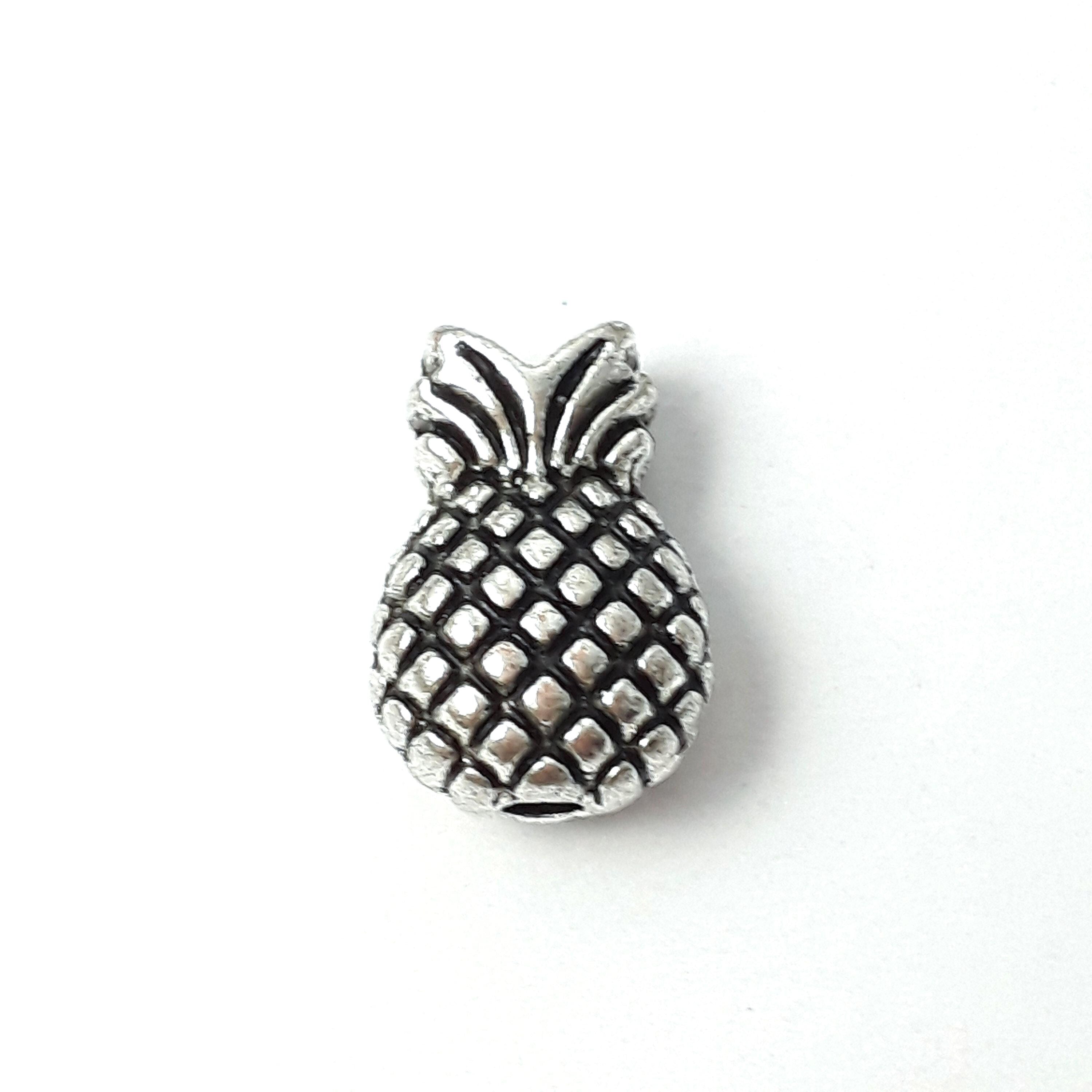 Pineapple Fruit Antique Silver 13x9mm - 10pcs
