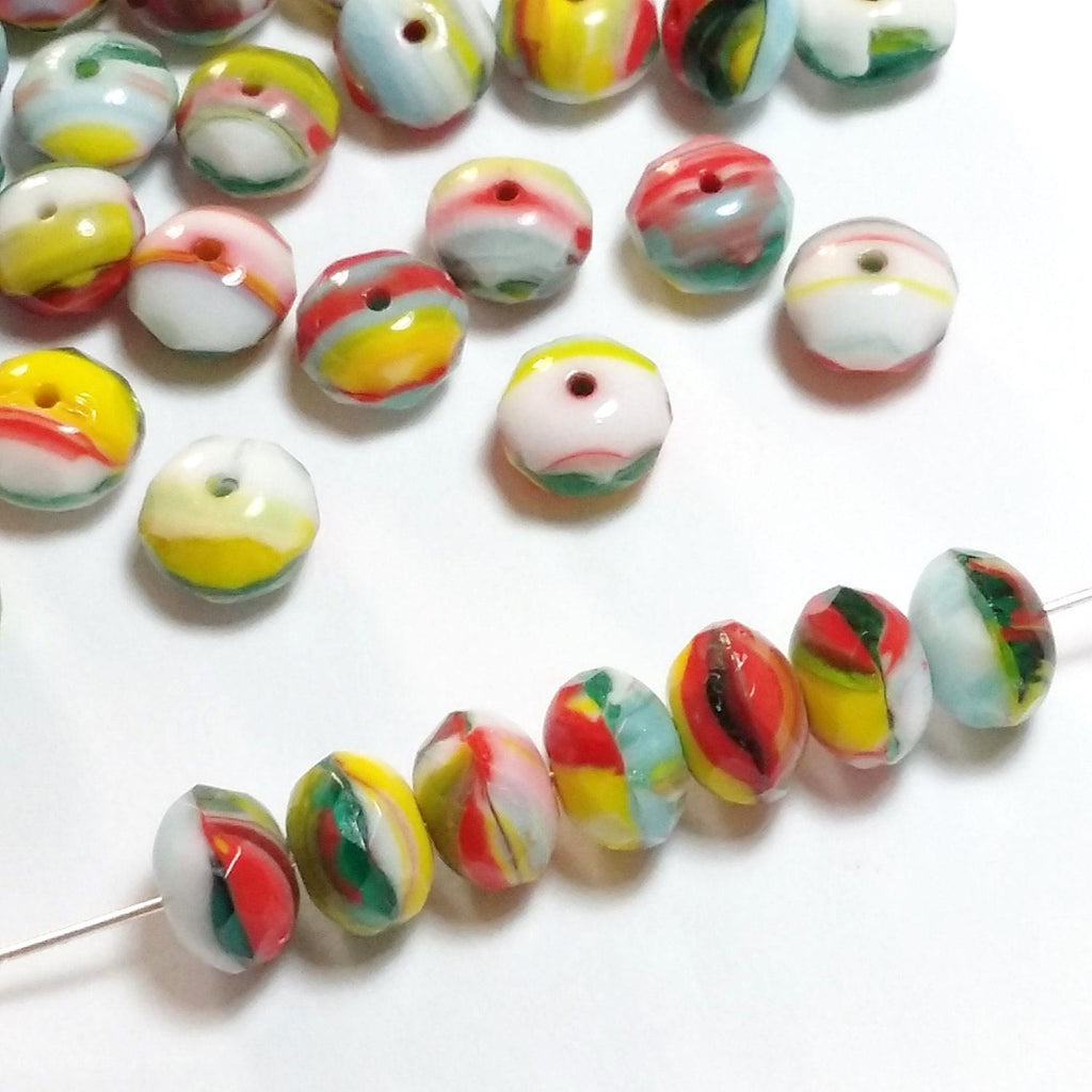 Multicolour Czech Glass Faceted Rondelle 9x6mm - 10pcs