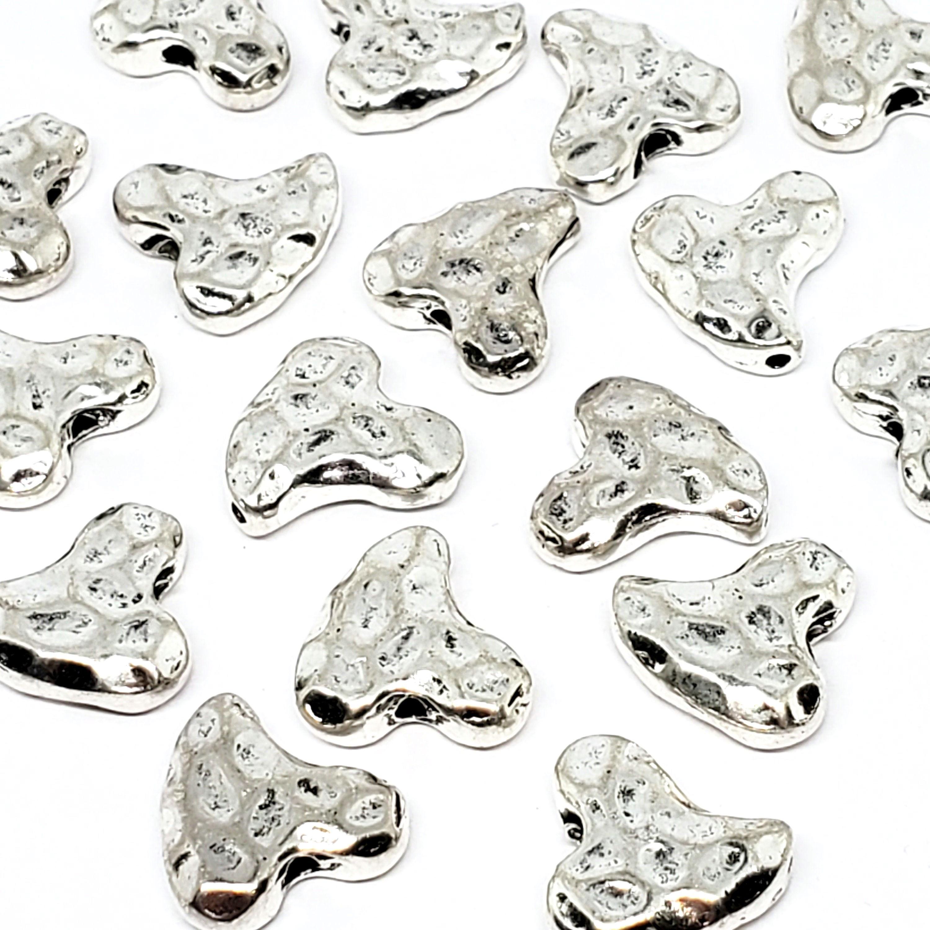 Wonky Hammered Heart Antique Silver 13x13mm - 5pcs