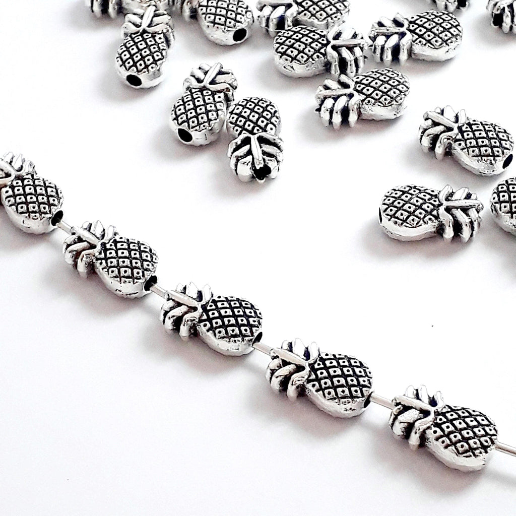Pineapple Fruit Antique Silver 10x6mm - 10pcs