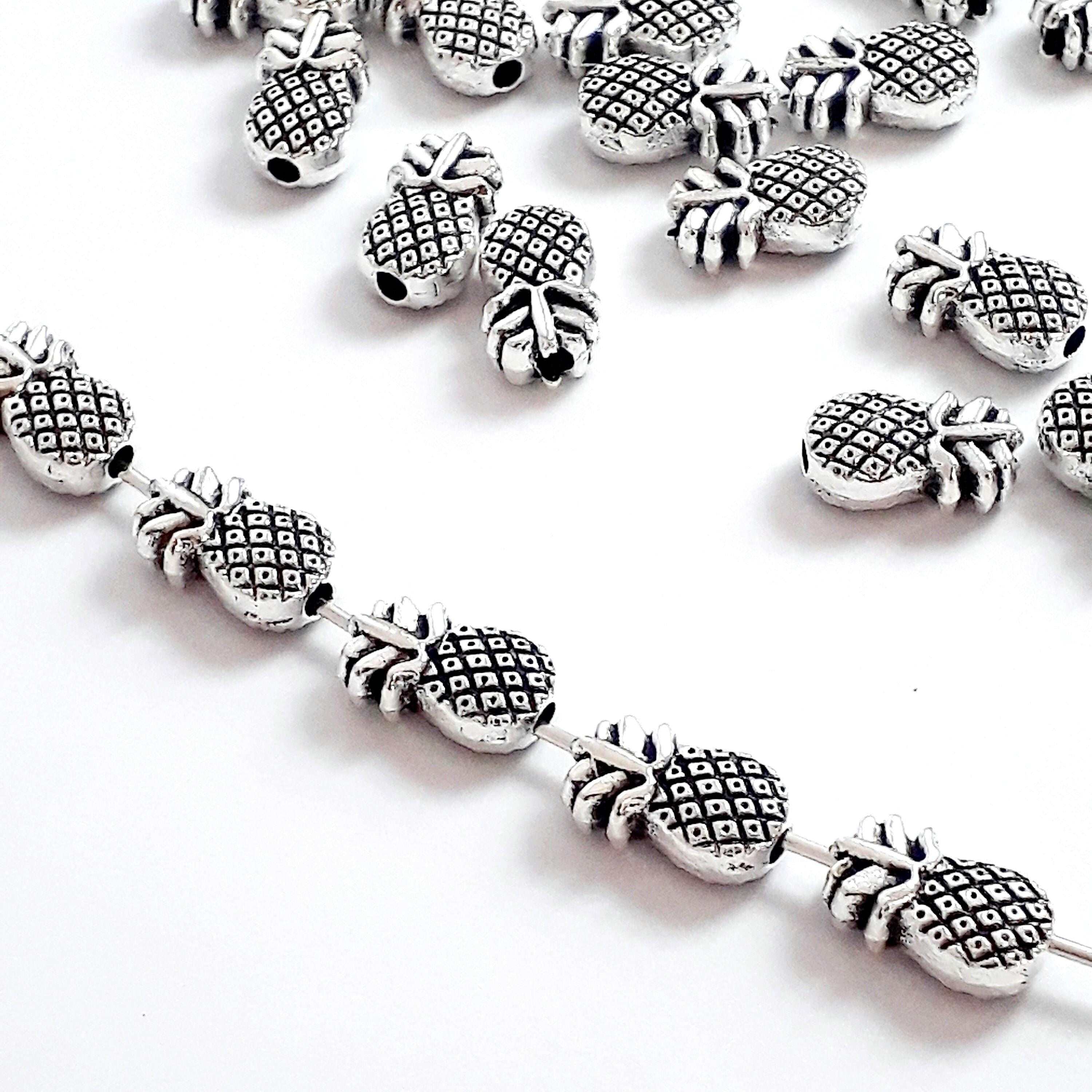 Pineapple Fruit Antique Silver 10x6mm - 10pcs