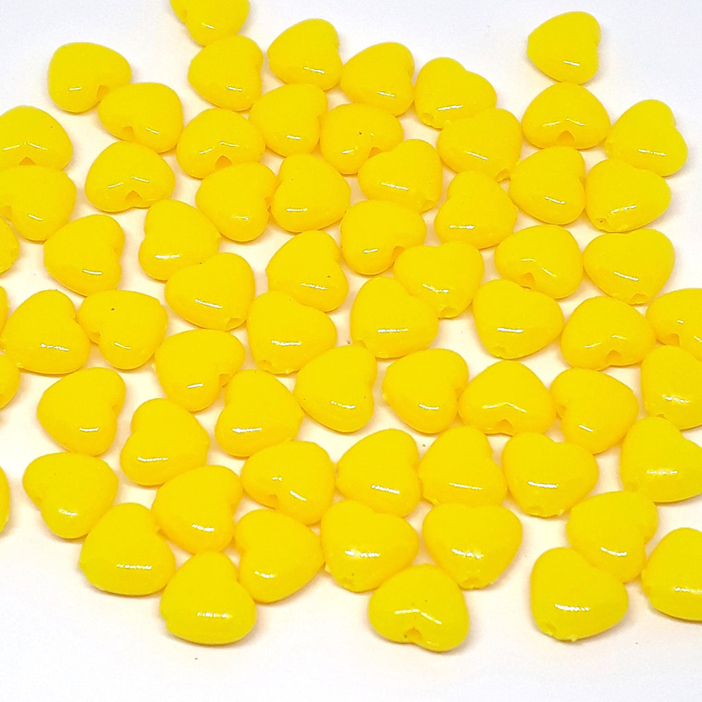 Yellow Acrylic Heart 9x8mm - 100pcs