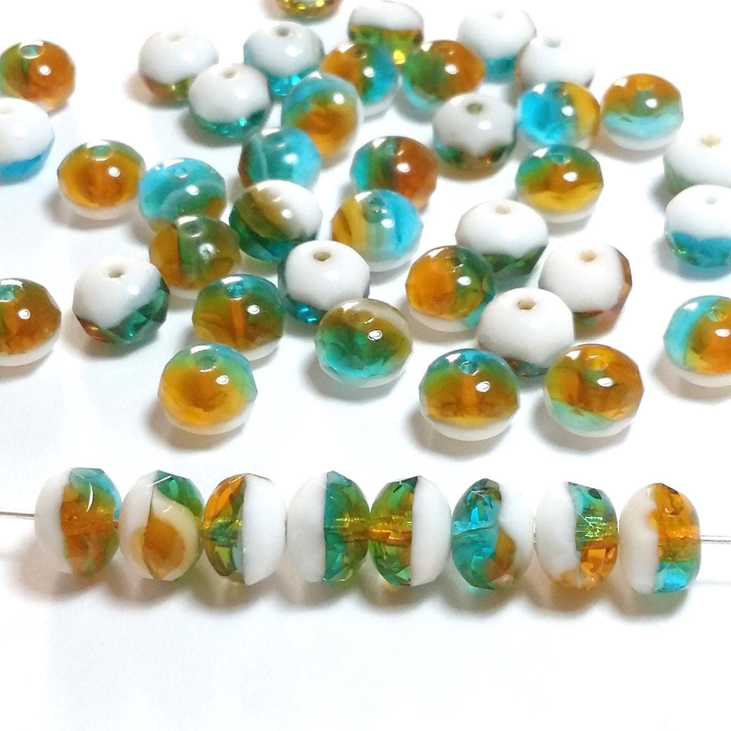 Multicolour Czech Glass Rondelle 9x6mm - 10pcs