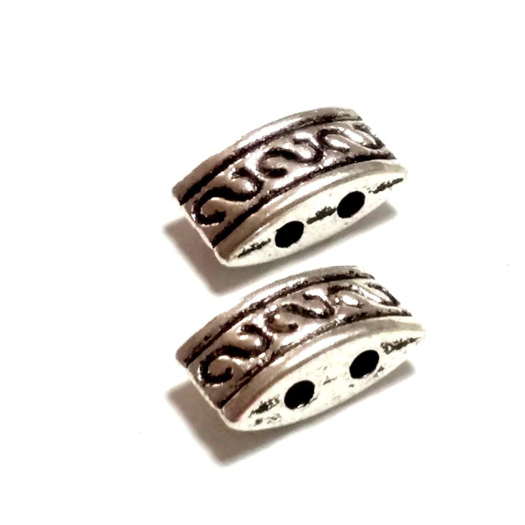 2-Hole Tibetan Style Carrier Antique Silver 10x5mm - 25pcs