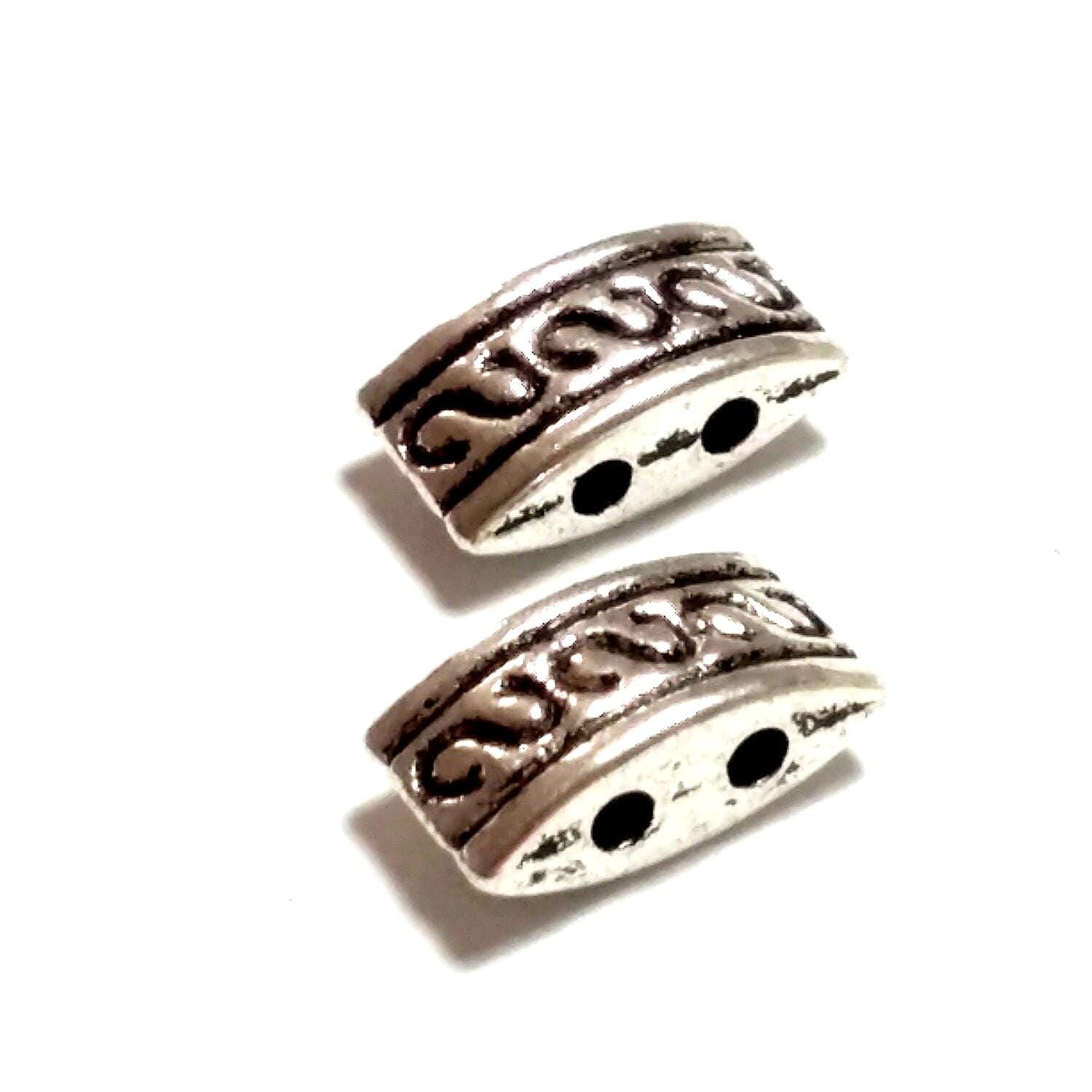 2-Hole Tibetan Style Carrier Antique Silver 10x5mm - 25pcs