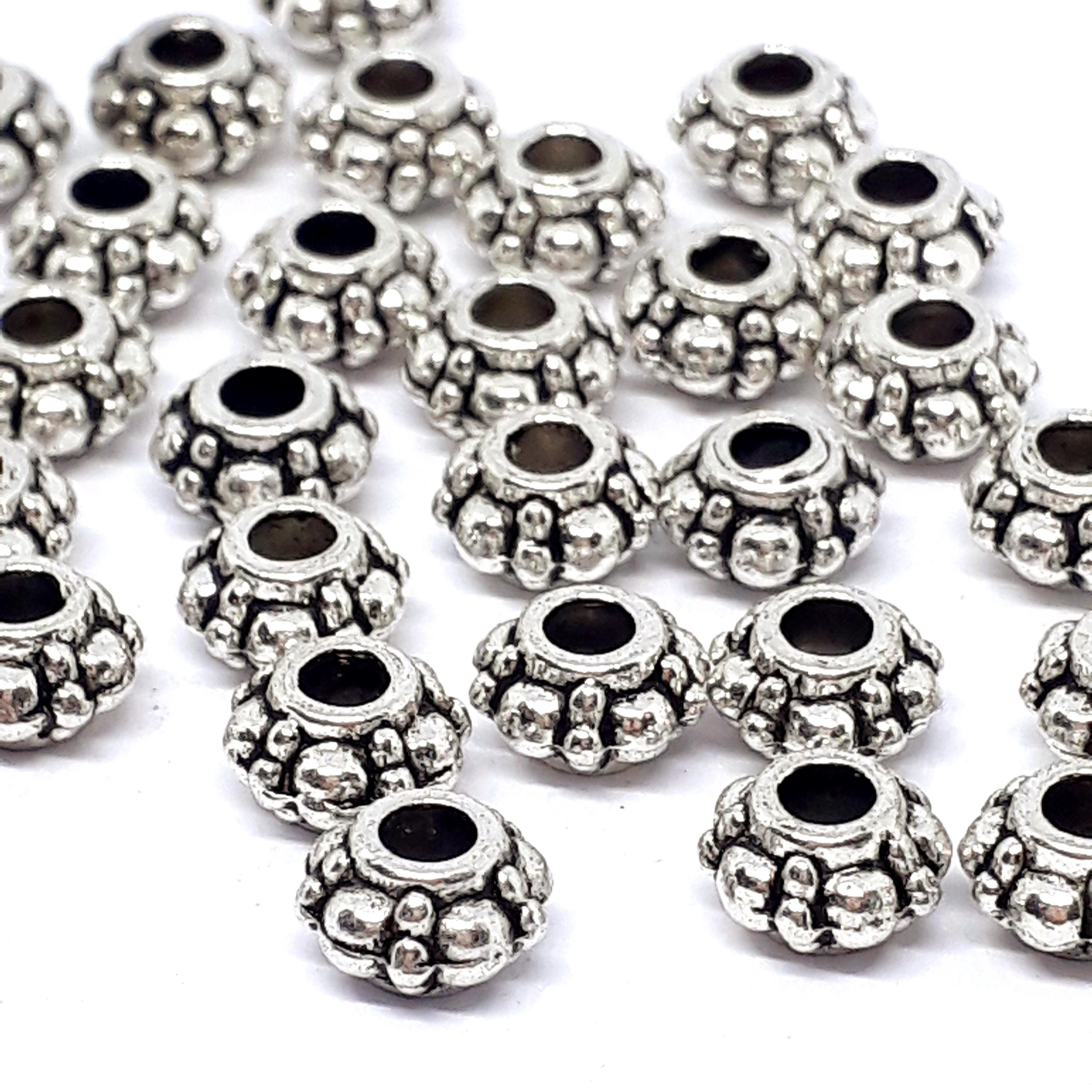 Patterned Donut Antique Silver 6mm - 50pcs
