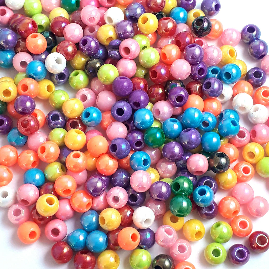 Acrylic AB Polished Round Colourful 6mm - 100pcs